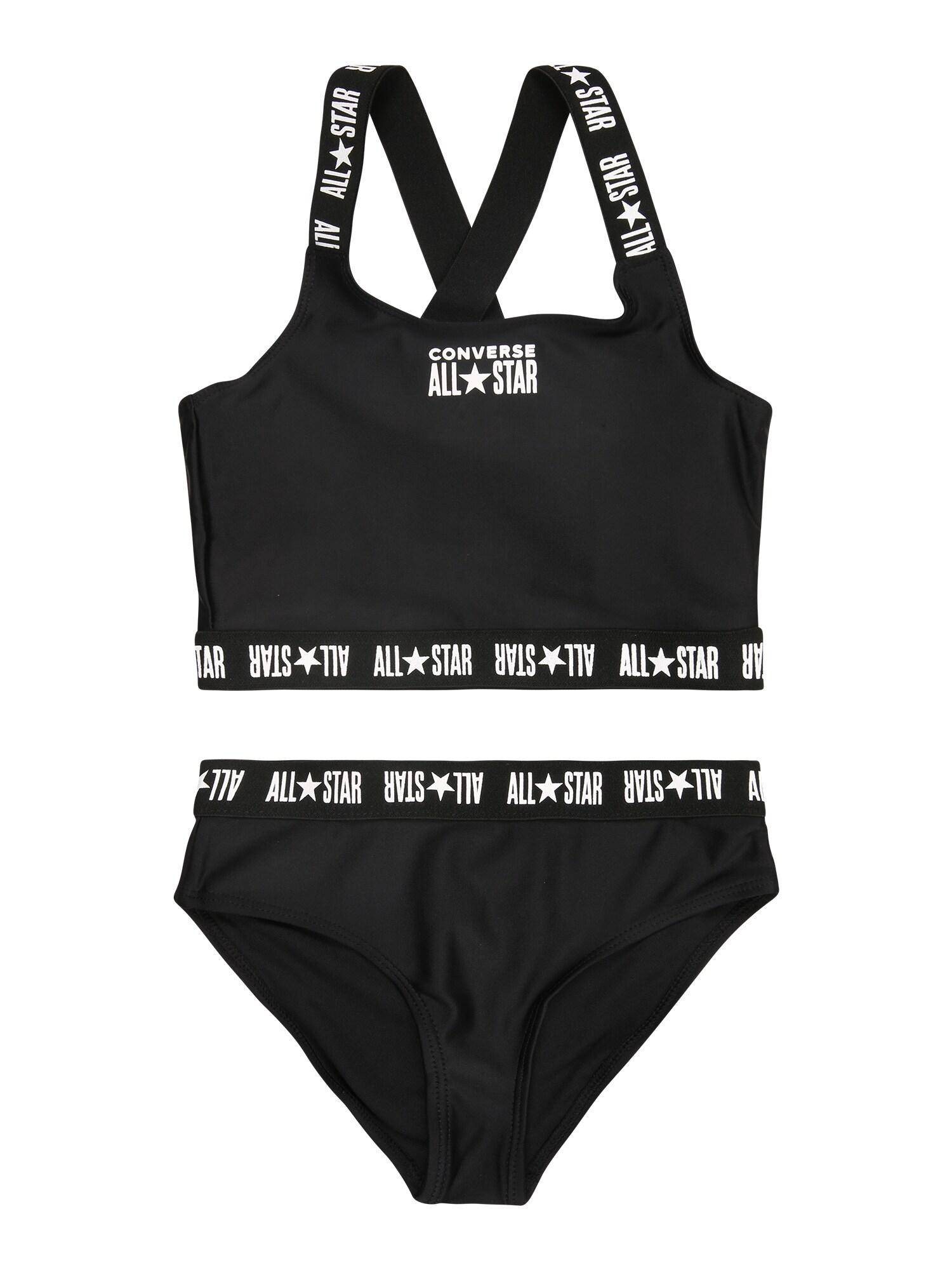 CONVERSE Costum de baie două piese  negru / alb
