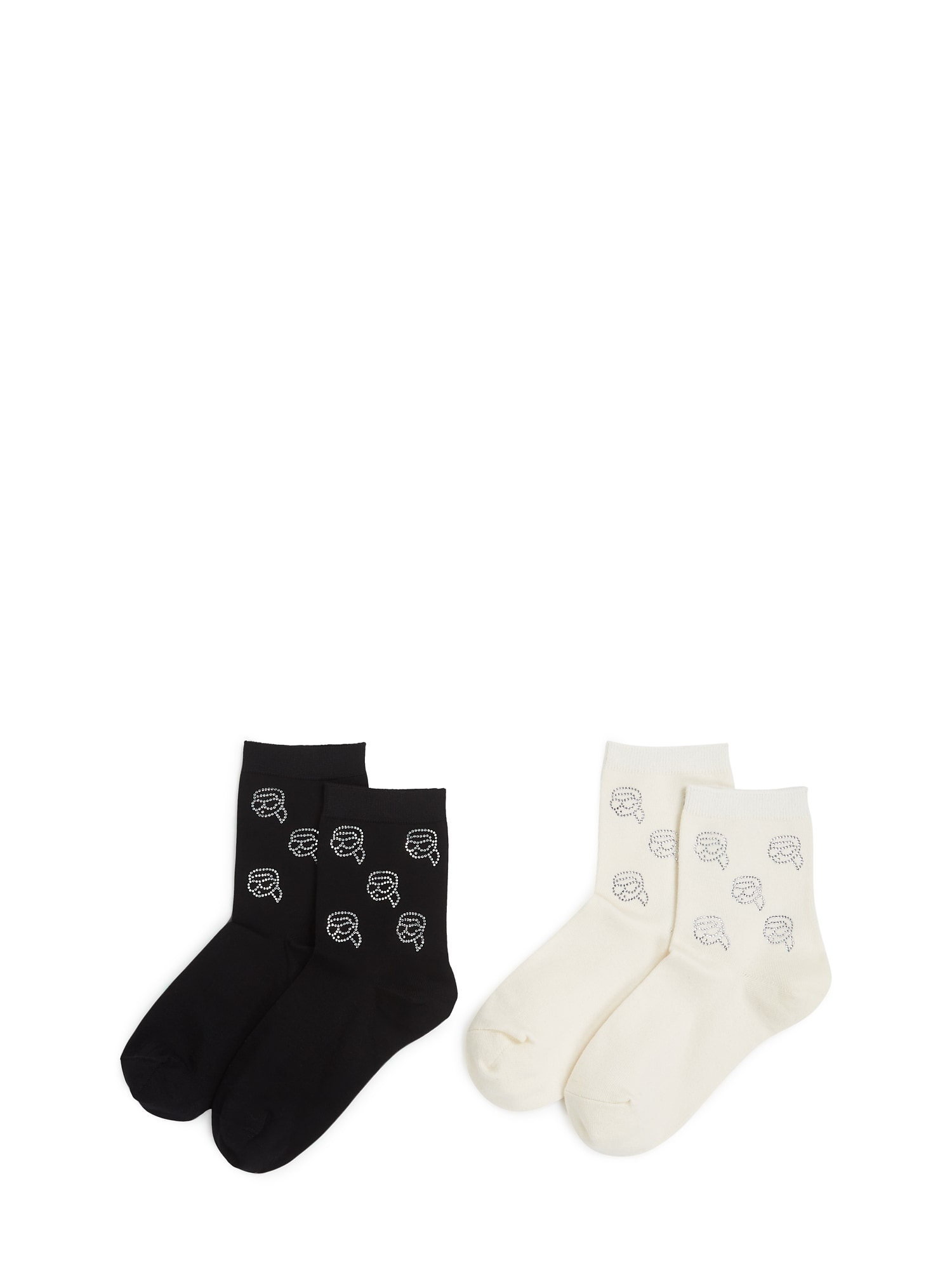 Karl Lagerfeld Șosete RHINESTONE  ecru / negru