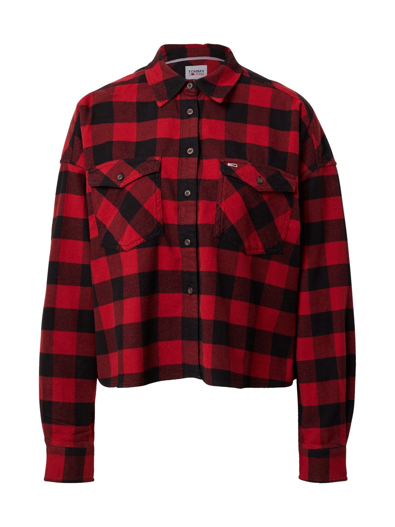 Tommy Jeans Palaidinė 'GINGHAM'  raudona / juoda