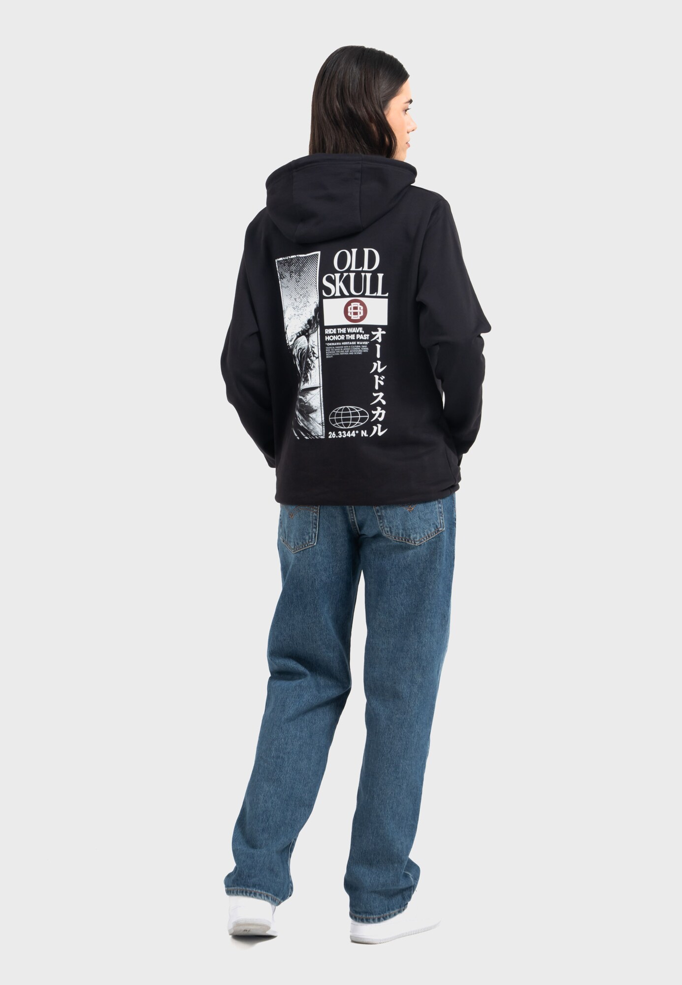 Thumbnail - Oldskull Hoodie Asian Lotus Surf Logo Graphic