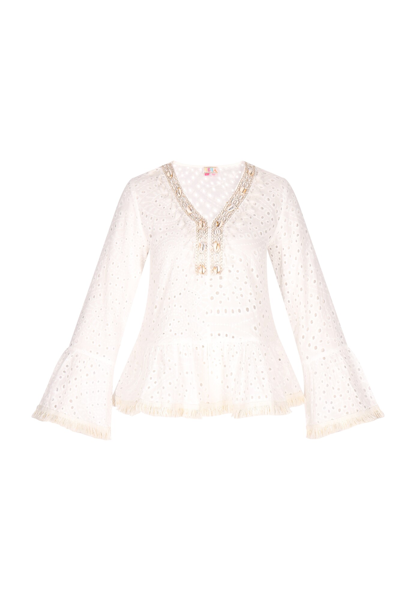 IZIA Blusa beige / blanco lana