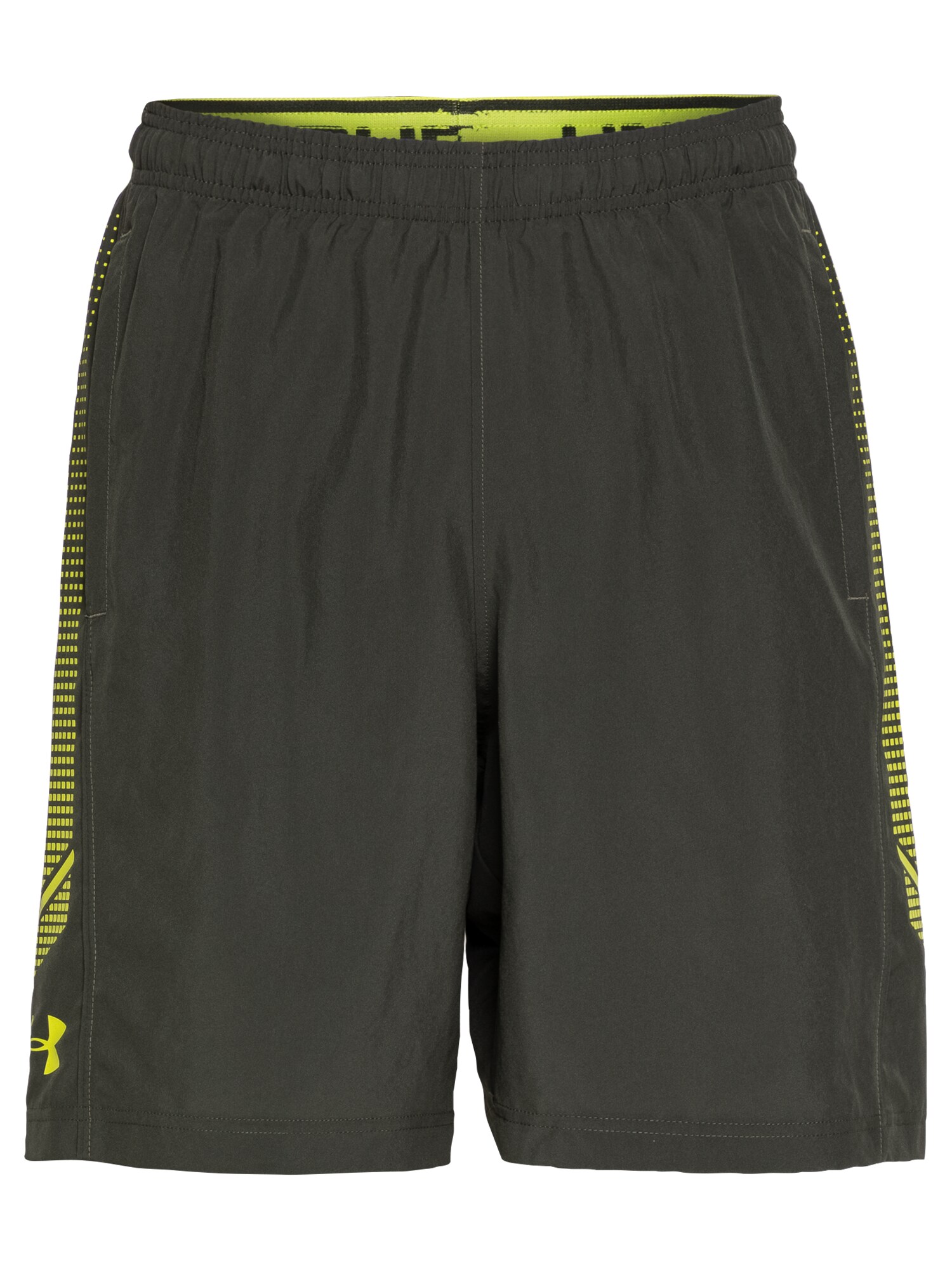UNDER ARMOUR Sportinės kelnės 'Woven Graphic'  tamsiai žalia / geltona