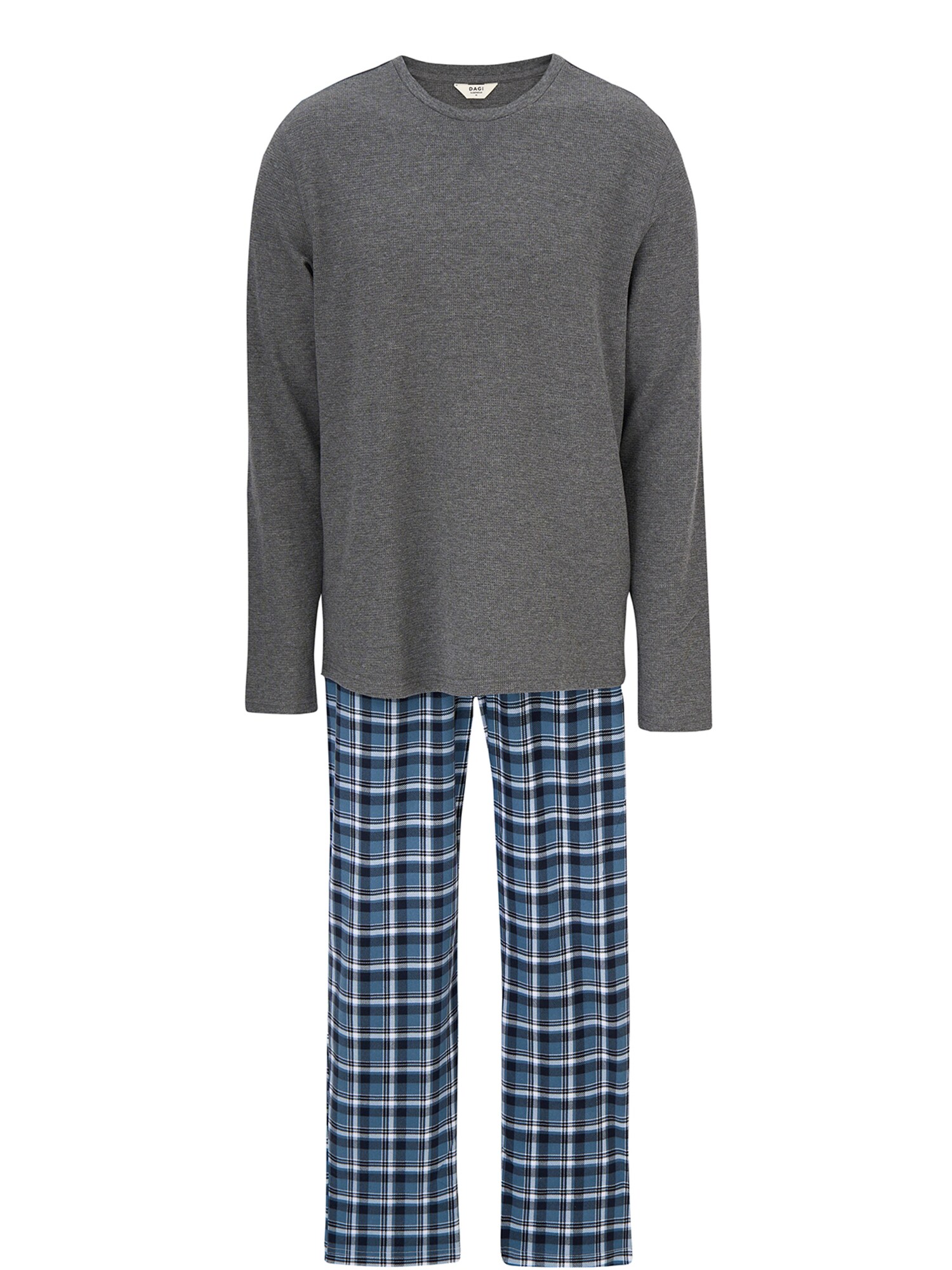 Dagi Pijama lungă  albastru / gri metalic / alb