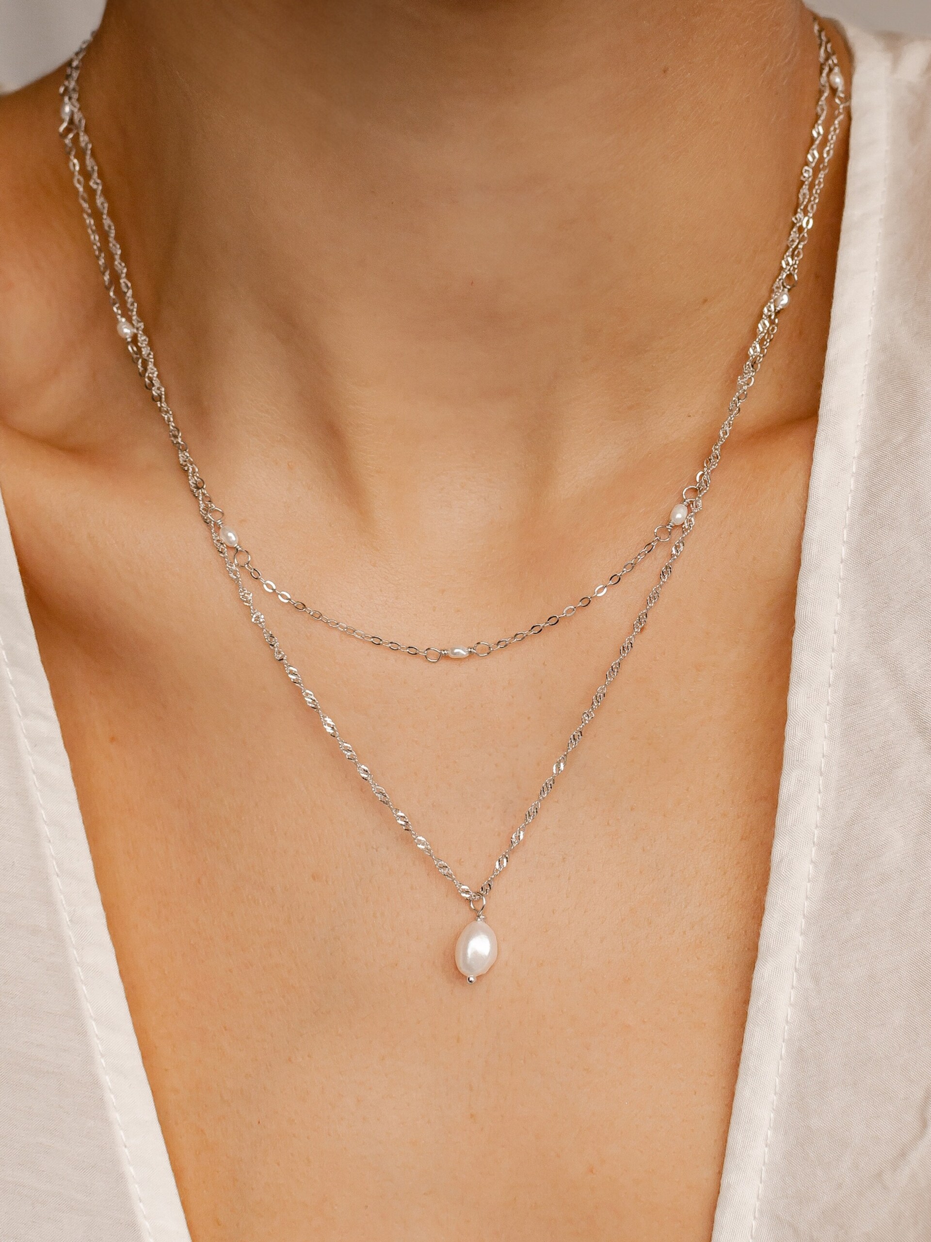Hey Happiness Halsband 'Perlen Duo' dam