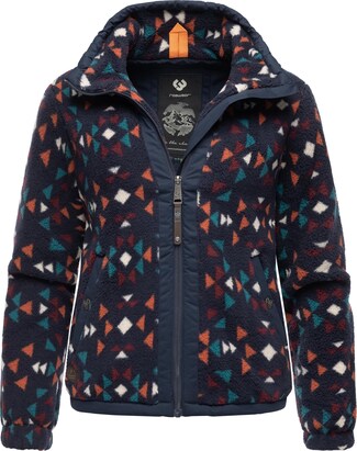 Ragwear Fleece jas ‘Nordicka Aztec’ Navy / Jade groen / Oranje / Wit