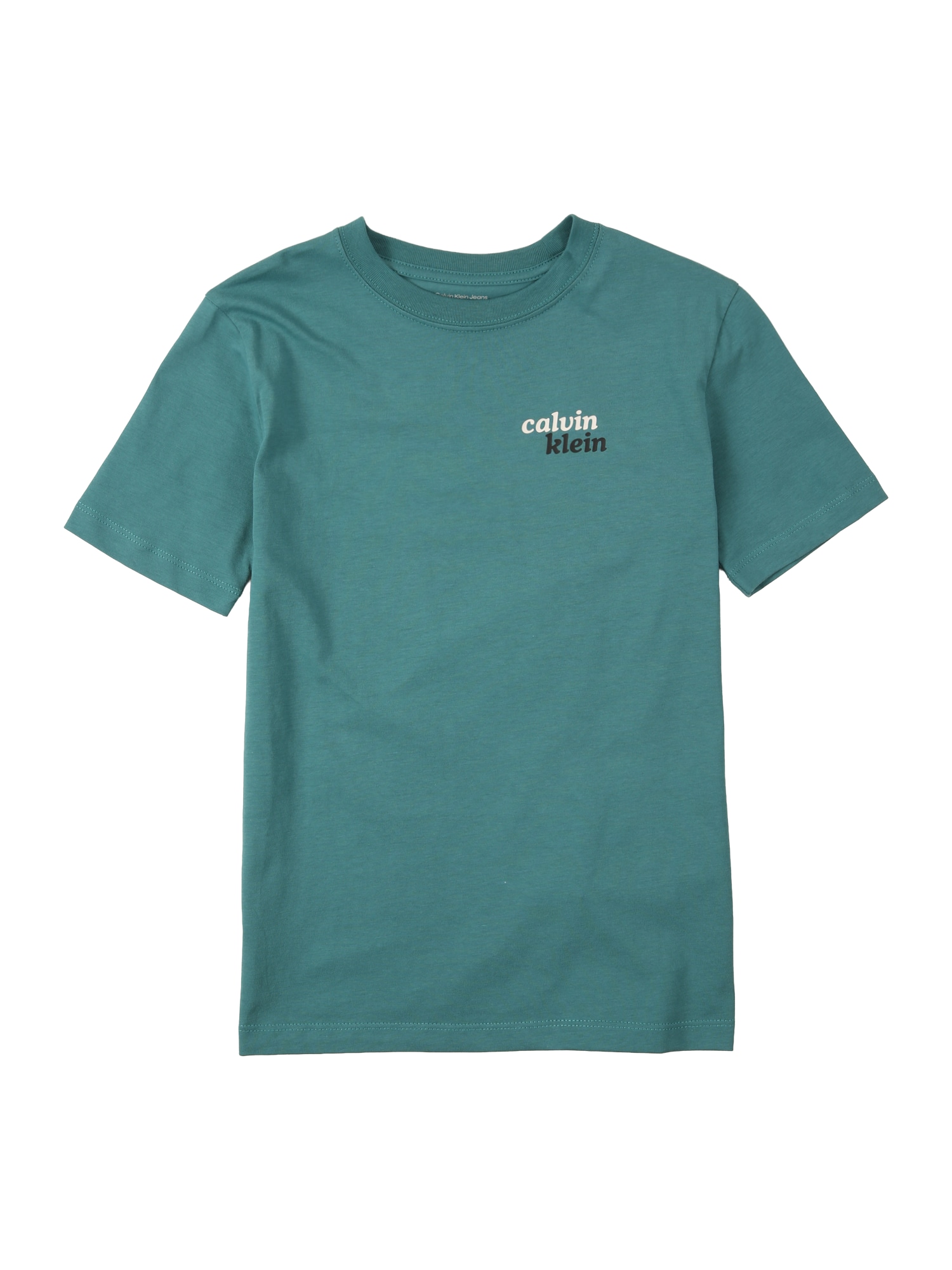 Calvin Klein Jeans Tricou verde smarald / negru / alb