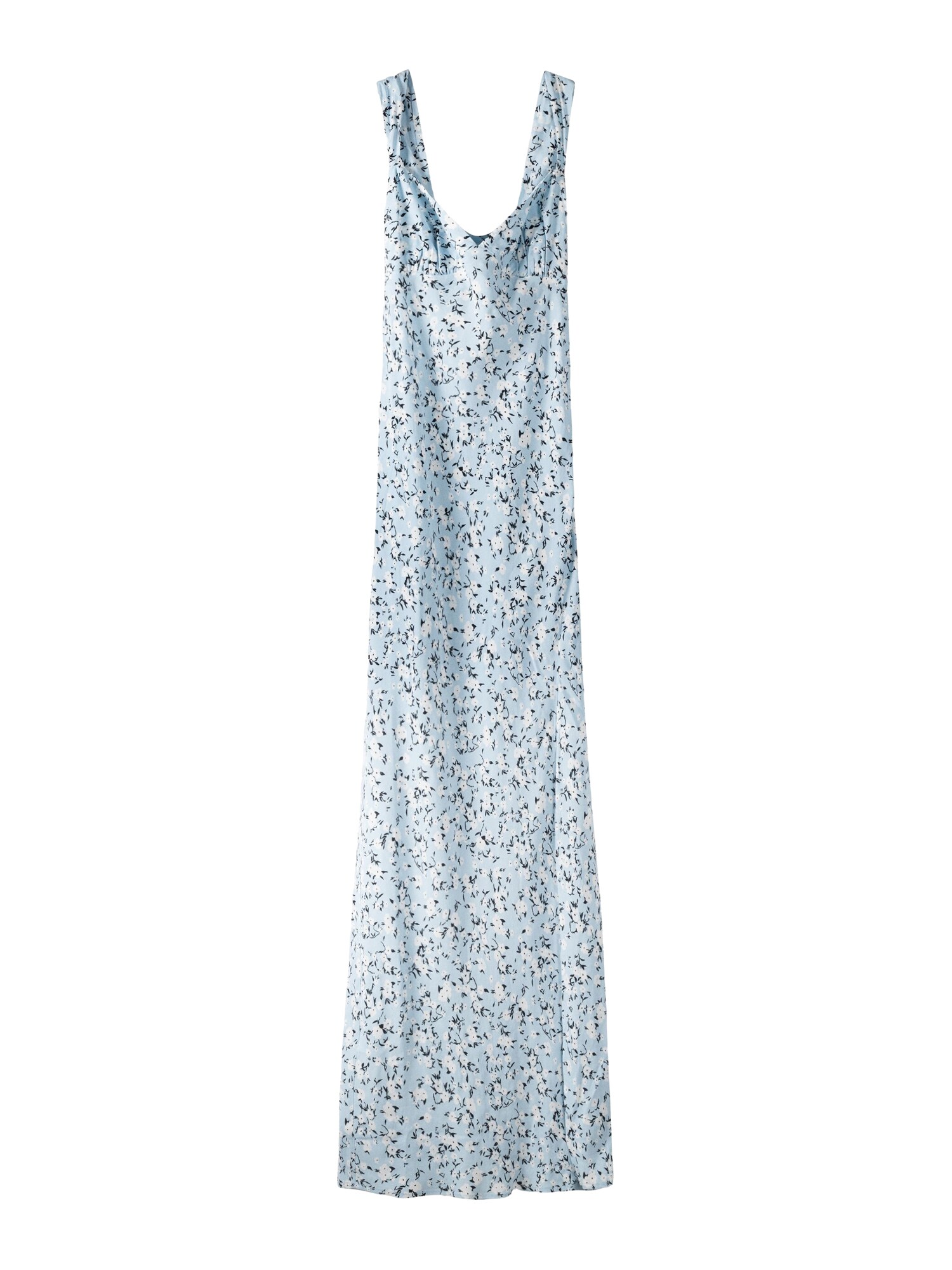 Bershka Rochie de vară  albastru deschis / negru / alb