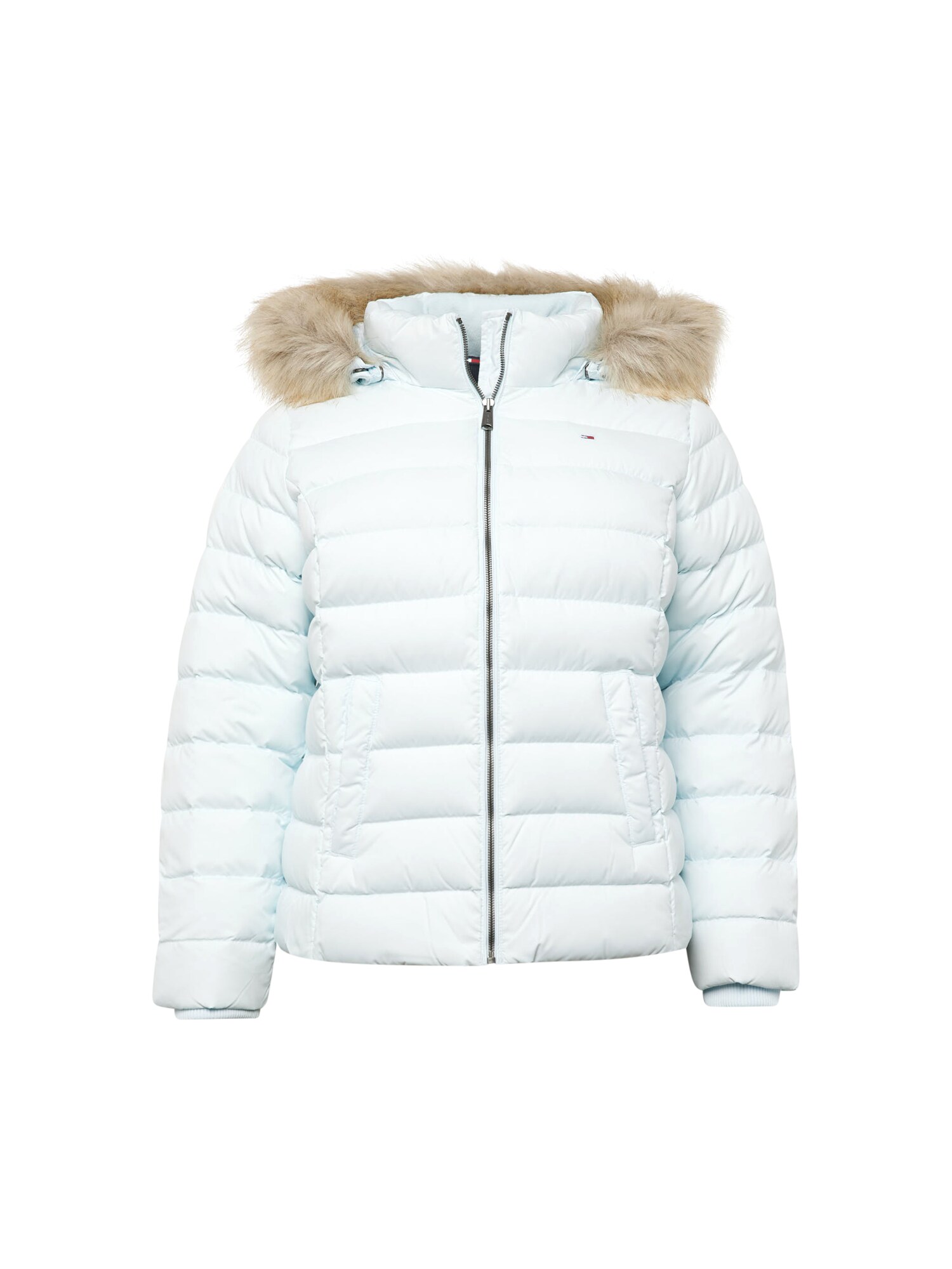 Tommy Jeans Curve Prechodná bunda 'Essential'  pastelovo modrá / svetlohnedá