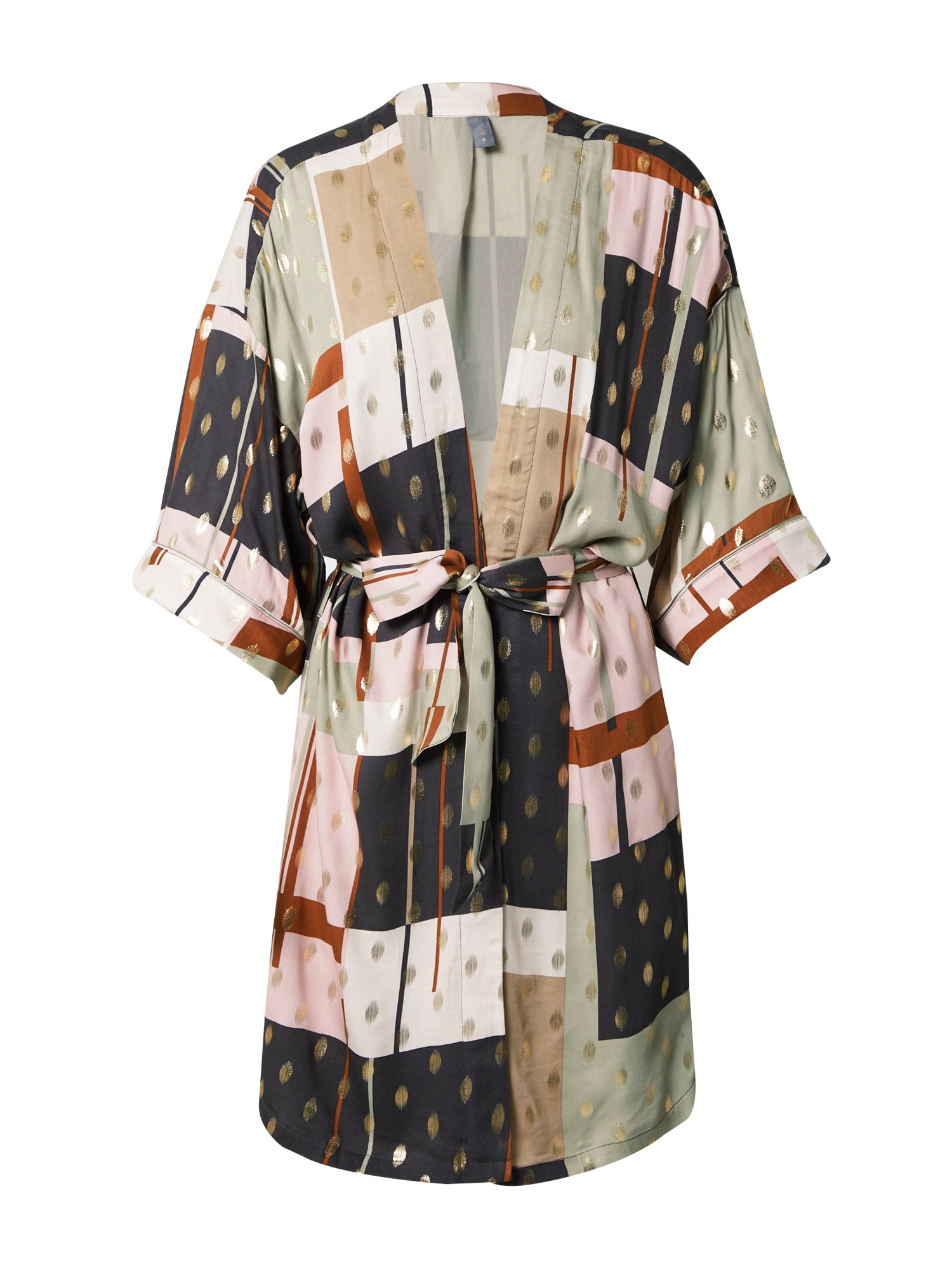 CULTURE Kimono 'Kara' šviesiai žalia / tamsiai mėlyna / auksas / ruda (konjako)