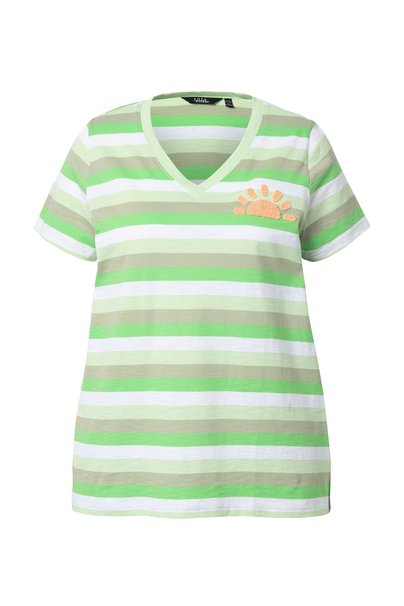 Ulla Popken Tričko  zelená / trávovo zelená / pastelovo oranžová / biela