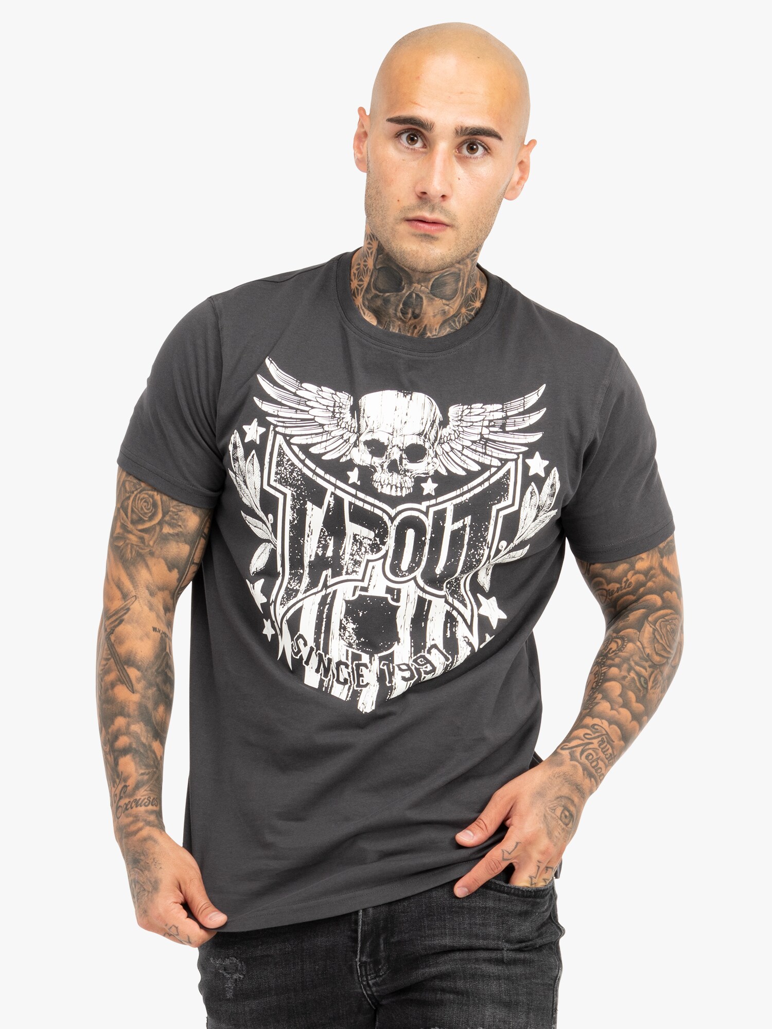 Tapout Póló ' WESTLAKE '  antracit / fehér termék 2. képe