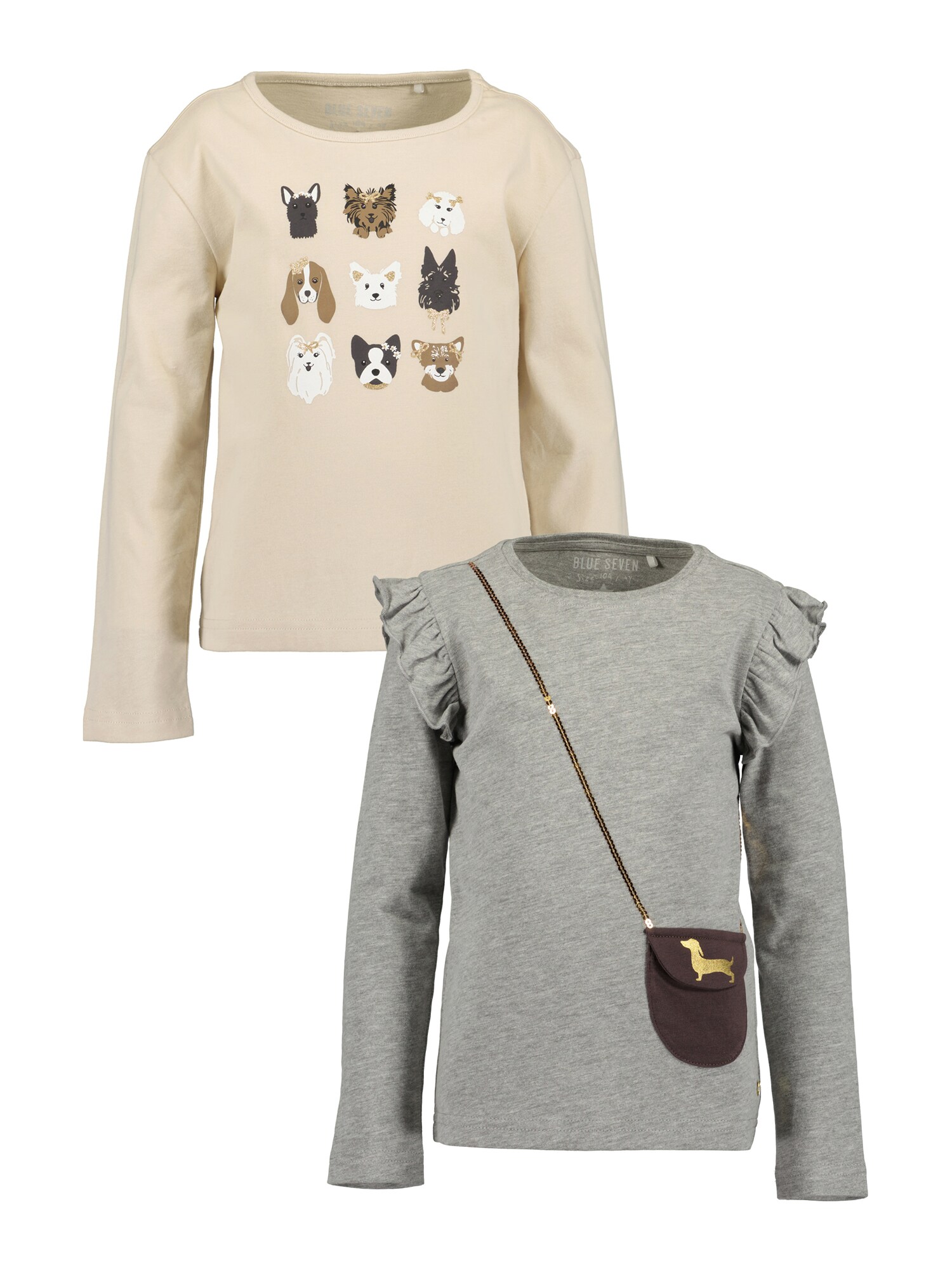 BLUE SEVEN Tricou bej / ciocolatiu / auriu / gri deschis