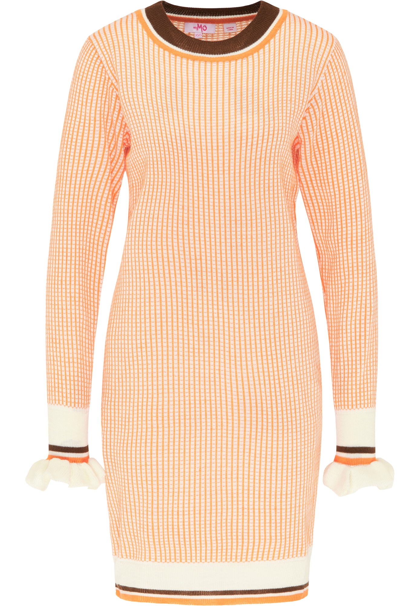 MYMO Rochie tricotat  portocaliu / negru / alb