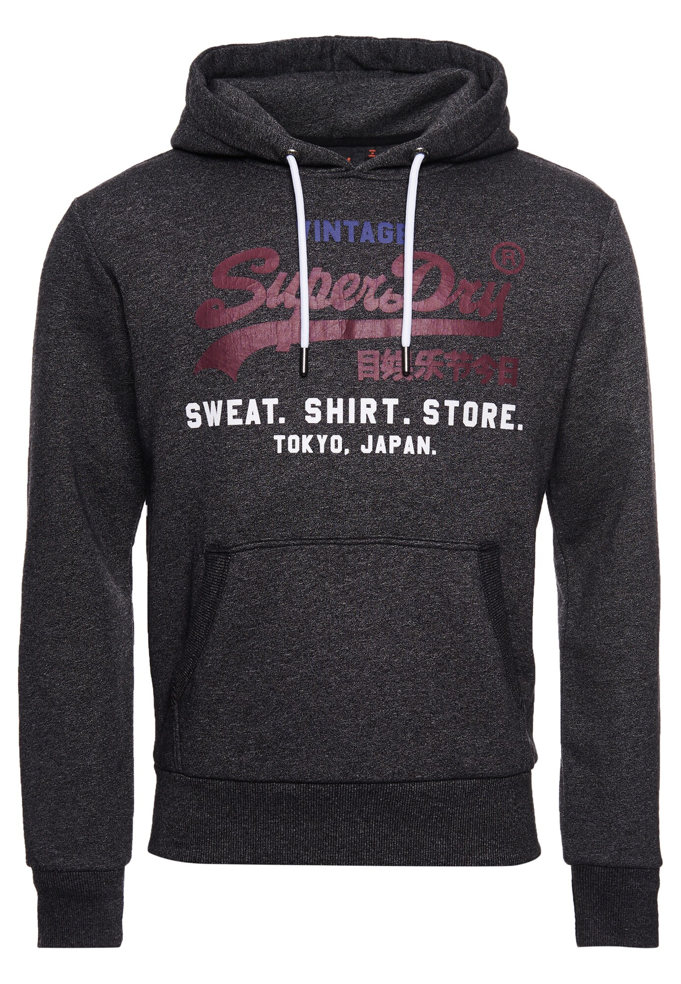 Superdry Megztinis be užsegimo  vyno raudona spalva / margai juoda / balta