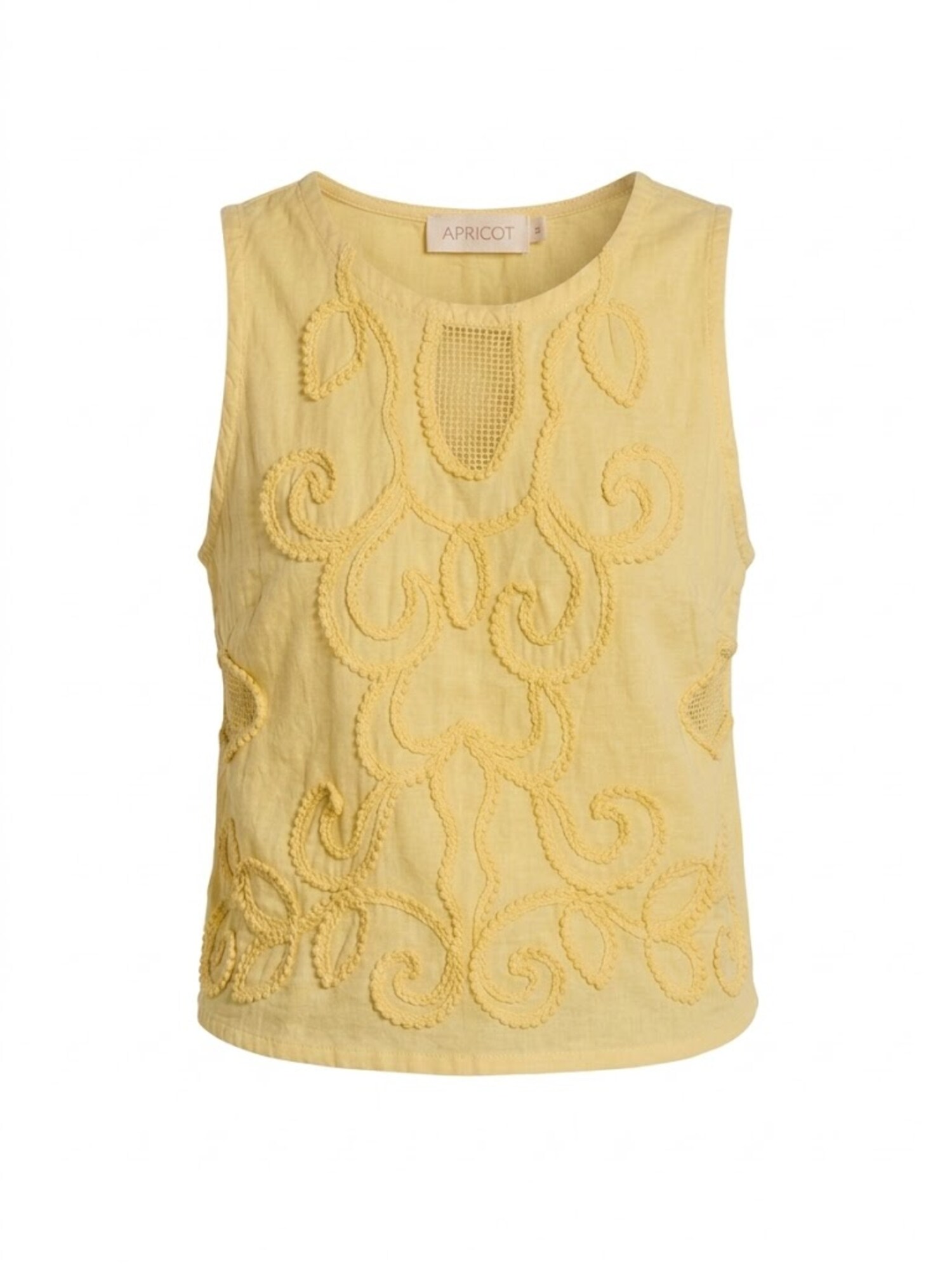 Apricot Embroidered Cotton Shell Top