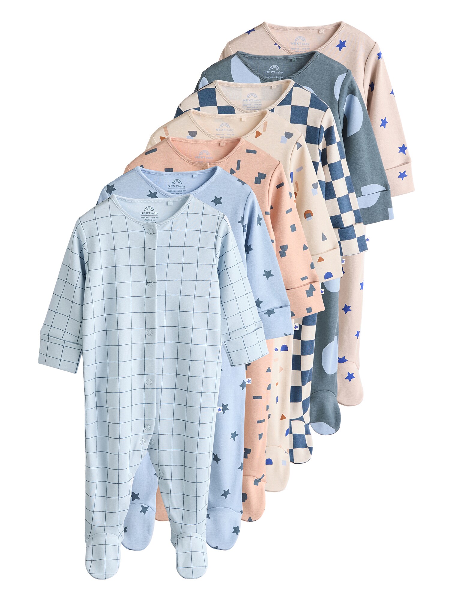 Next Pijamale  bej / albastru marin / albastru deschis / rosé