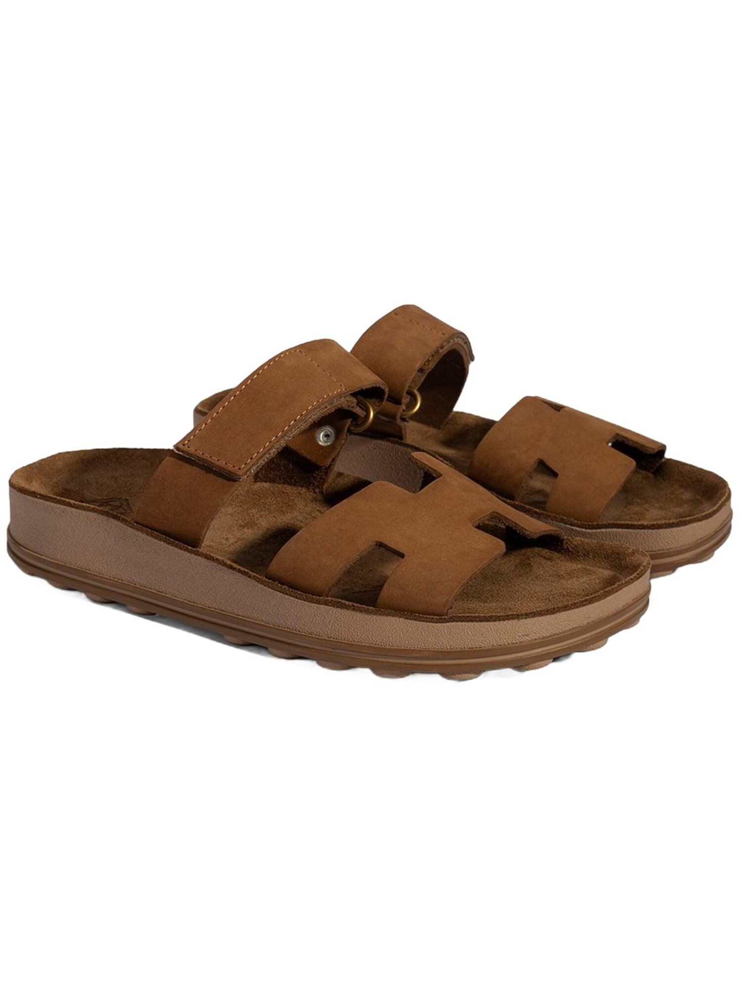 Desa Huisschoenen 'Desa Damen-Keilsandalen Aus Nubukleder Mit Klettverschluss' Bruin
