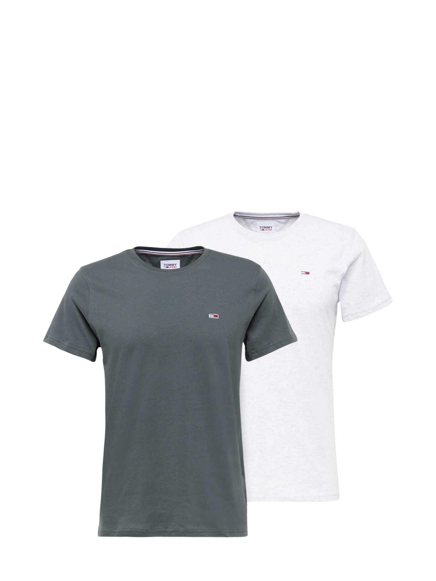 Tommy Jeans Majica  smaragd / bela