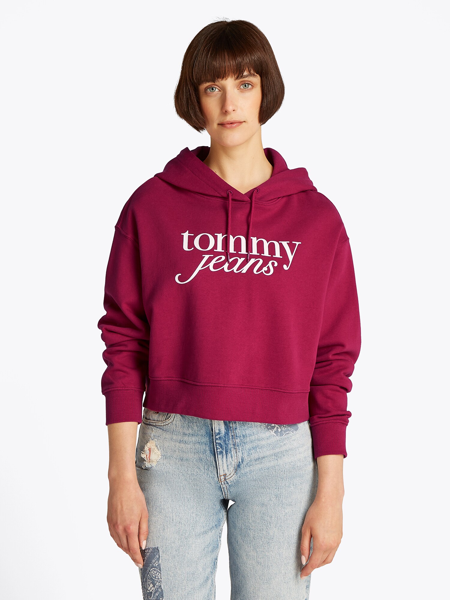Tommy Jeans Tréning póló  borvörös / fehér termék 2. képe