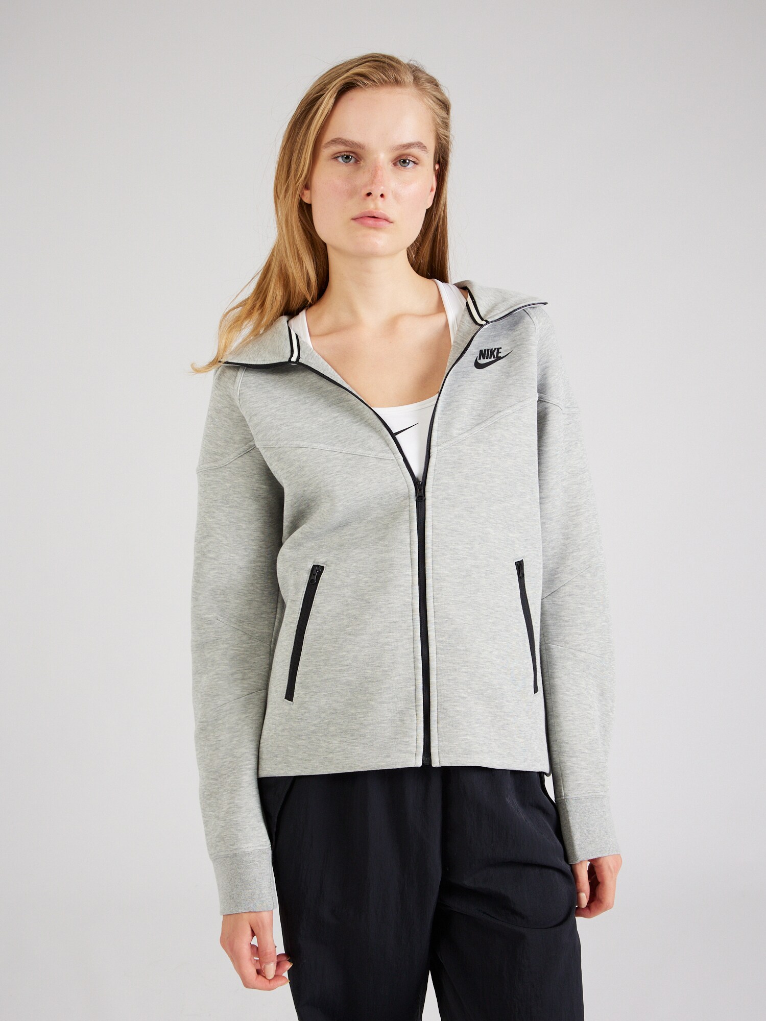 Nike Sportswear Tréning dzseki 'Tech Fleece'  szürke melír / fekete termék 2. képe