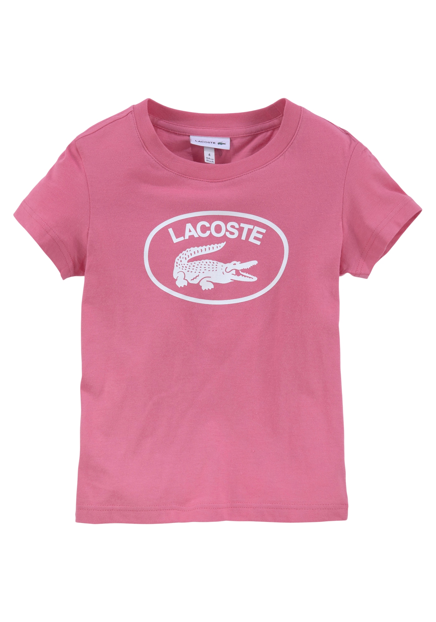 LACOSTE Тениска  розово / бяло