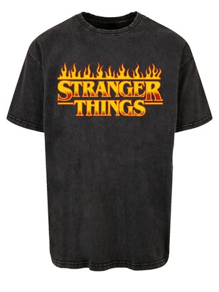 F4NT4STIC Shirt ‘Stranger Things Netflix TV Series’ Geel / Vuurrood / Zwart gemêleerd