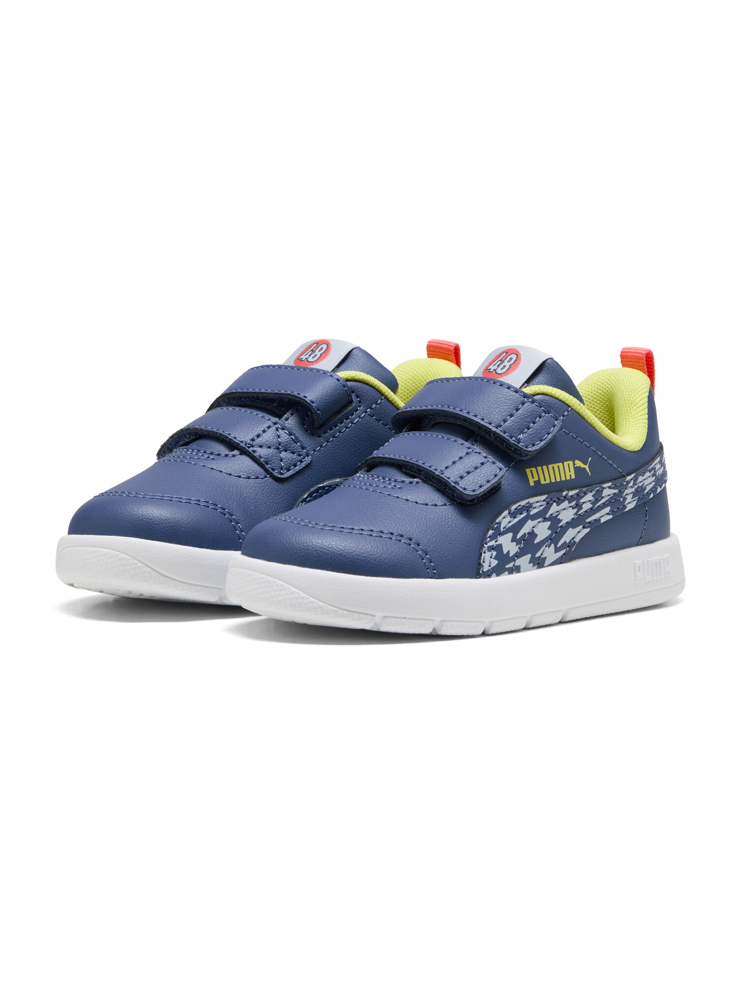 PUMA Sportcipő 'Courtflex V3 Poised 2 Race'  tengerészkék / galambkék / alma / korál termék 2. képe