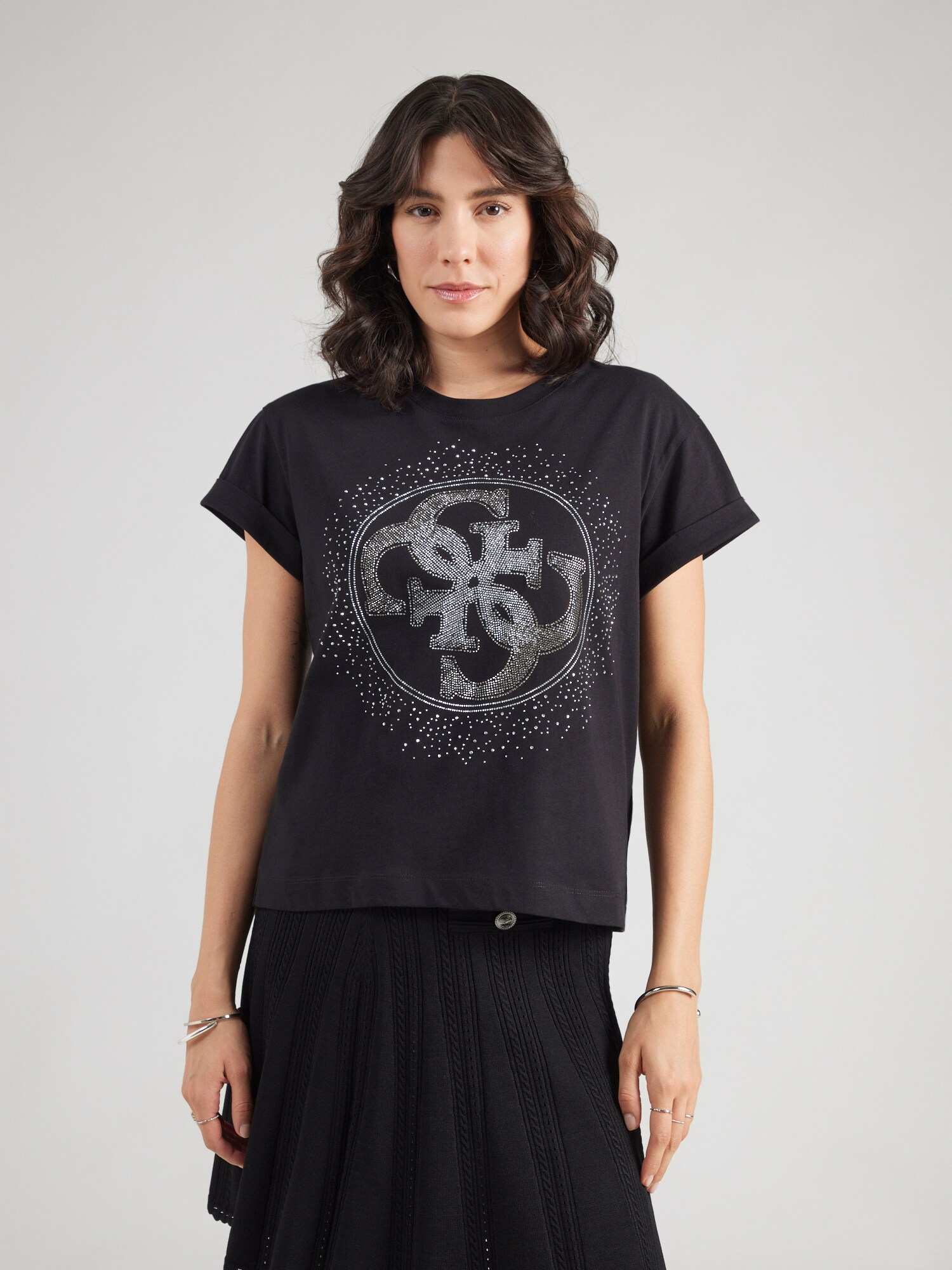 GUESS Camiseta negro / plata – imagen 6