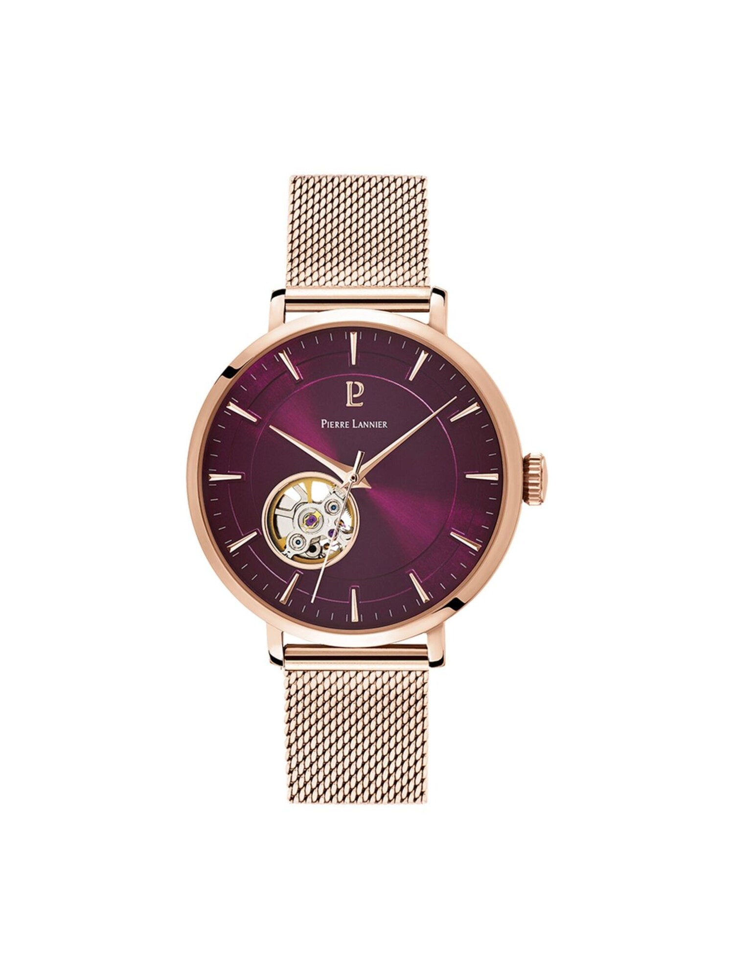 Pierre Lannier Analoog Horloge 'Pierre Lannier - Automatic Watch Automatic - Automatic Watch Movement - Watch Case Width, 35 Mm' Framboos