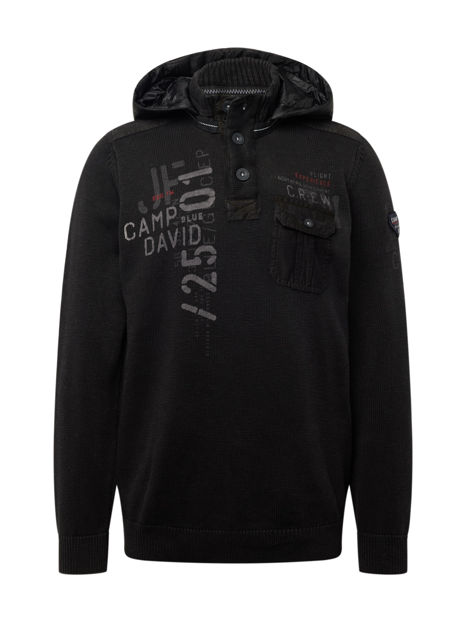 CAMP DAVID Пуловер  графитено сиво / тъмносиво / тъмночервено / черно