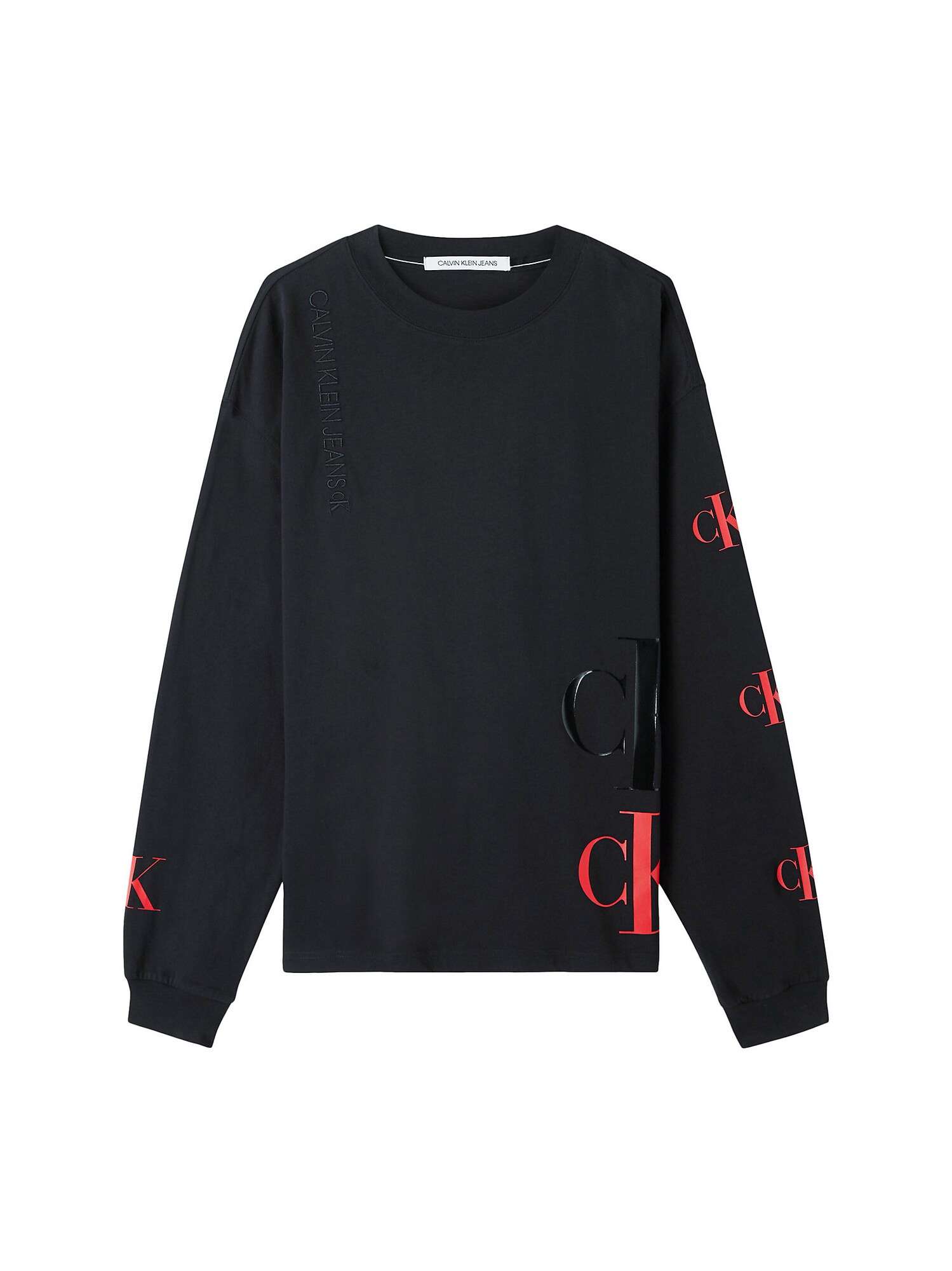 Calvin Klein Jeans Marškinėliai  juoda / raudona