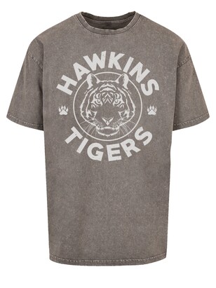 F4NT4STIC Shirt ‘Stranger Things Hawkins Grey Tiger Netflix TV Series’ Grijs / Stone grey