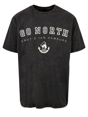 F4NT4STIC Shirt ‘Go North Knut & Jan Hamburg’ Zwart gemêleerd / Wit