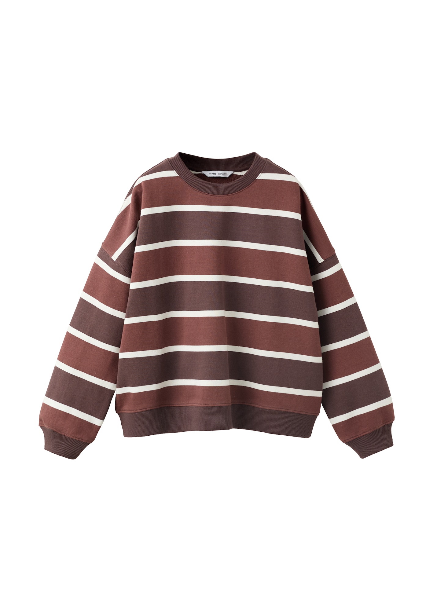 MANGO KIDS Bluză de molton maro / ciocolatiu / alb