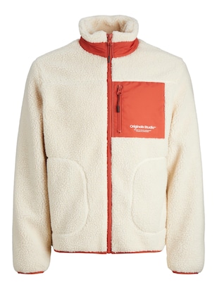 jack & jones Fleece jas ‘Vesterbro’ Oranje / Wit