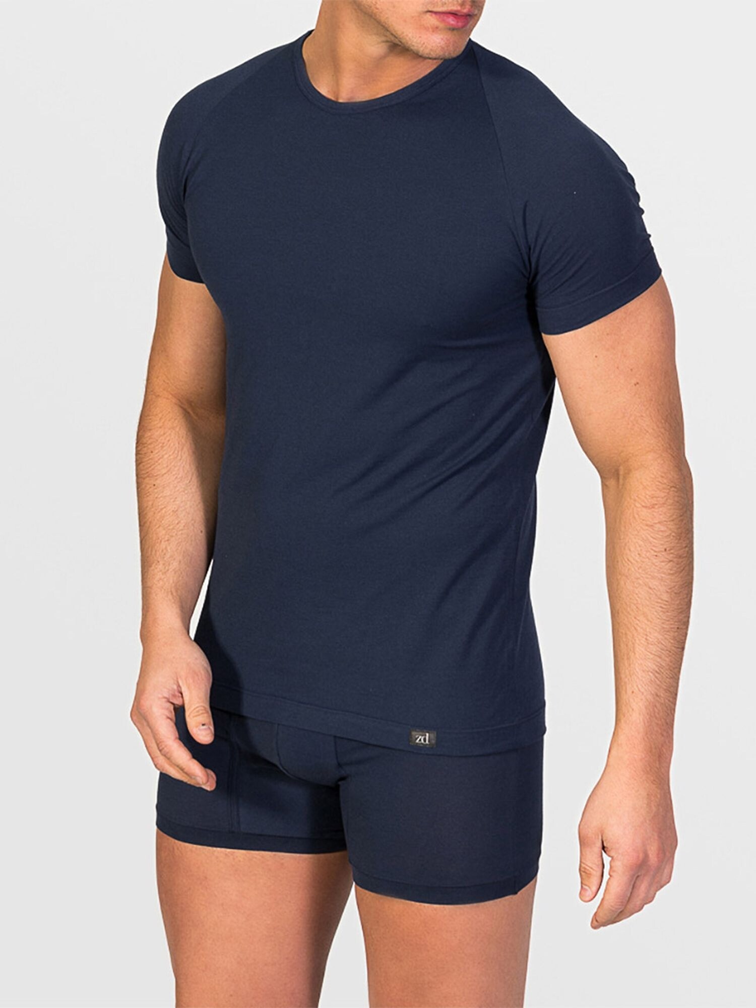 zd ZERO DEFECTS Maglietta intima 'Crew-neck T-shirt Egiptian cotton'  navy
