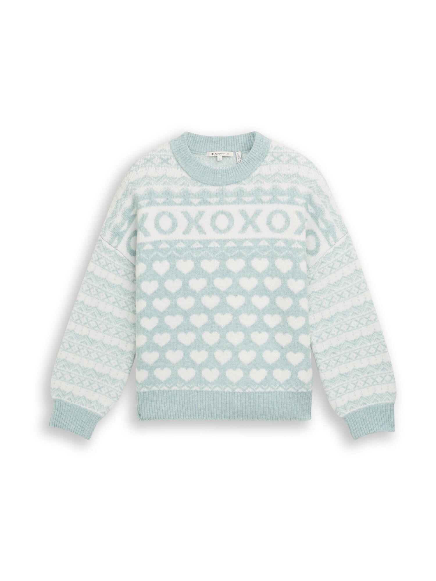 TOM TAILOR DENIM Pulover  menta / bijela