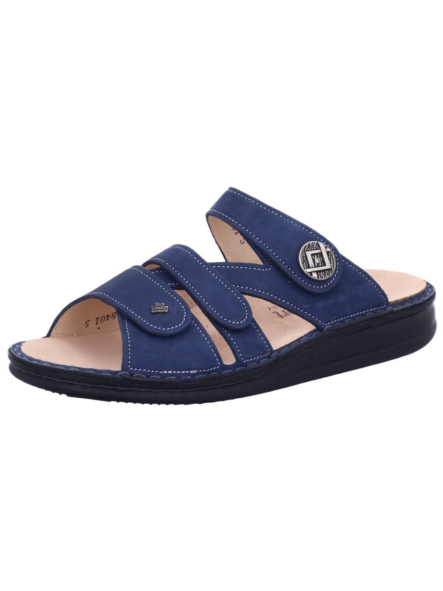 Finn Comfort Muiltjes 'Pantolette Damen 01538 007414 Echtleder In Blau' Blauw