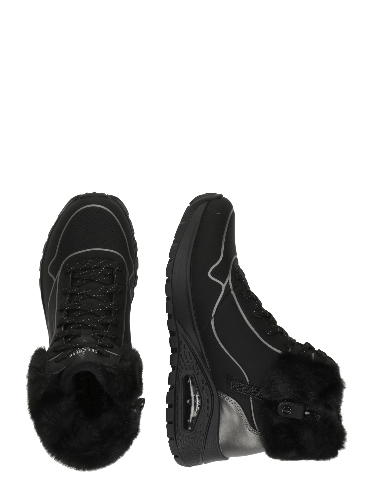 SKECHERS Fűzős rövid szárú csizmák 'Uno'  szürke / fekete termék 2. képe