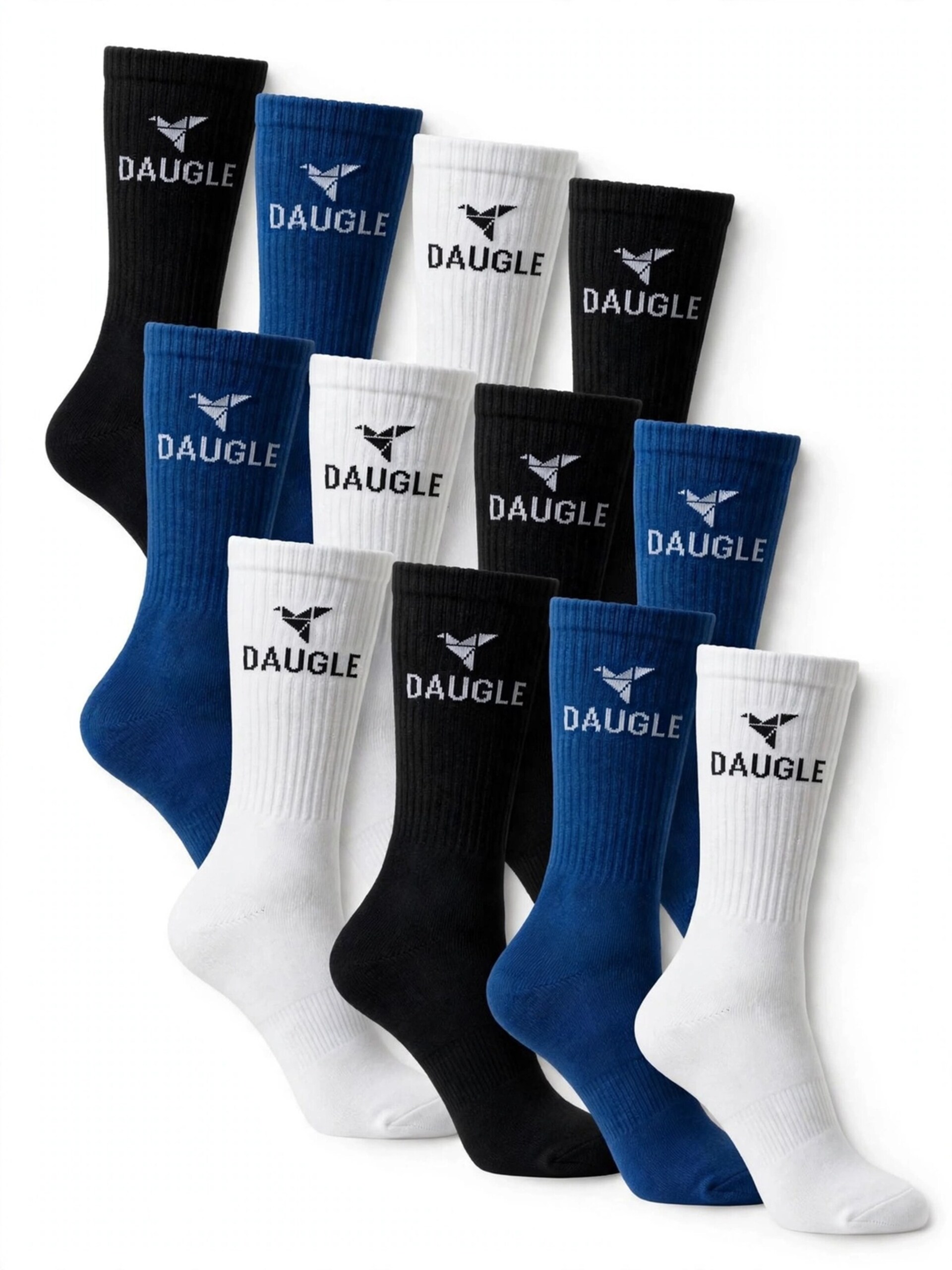 DAUGLE Sportsockor 'Daugle Sport Socks 3-Pack (White, Blue, Black)' strumpor herr
