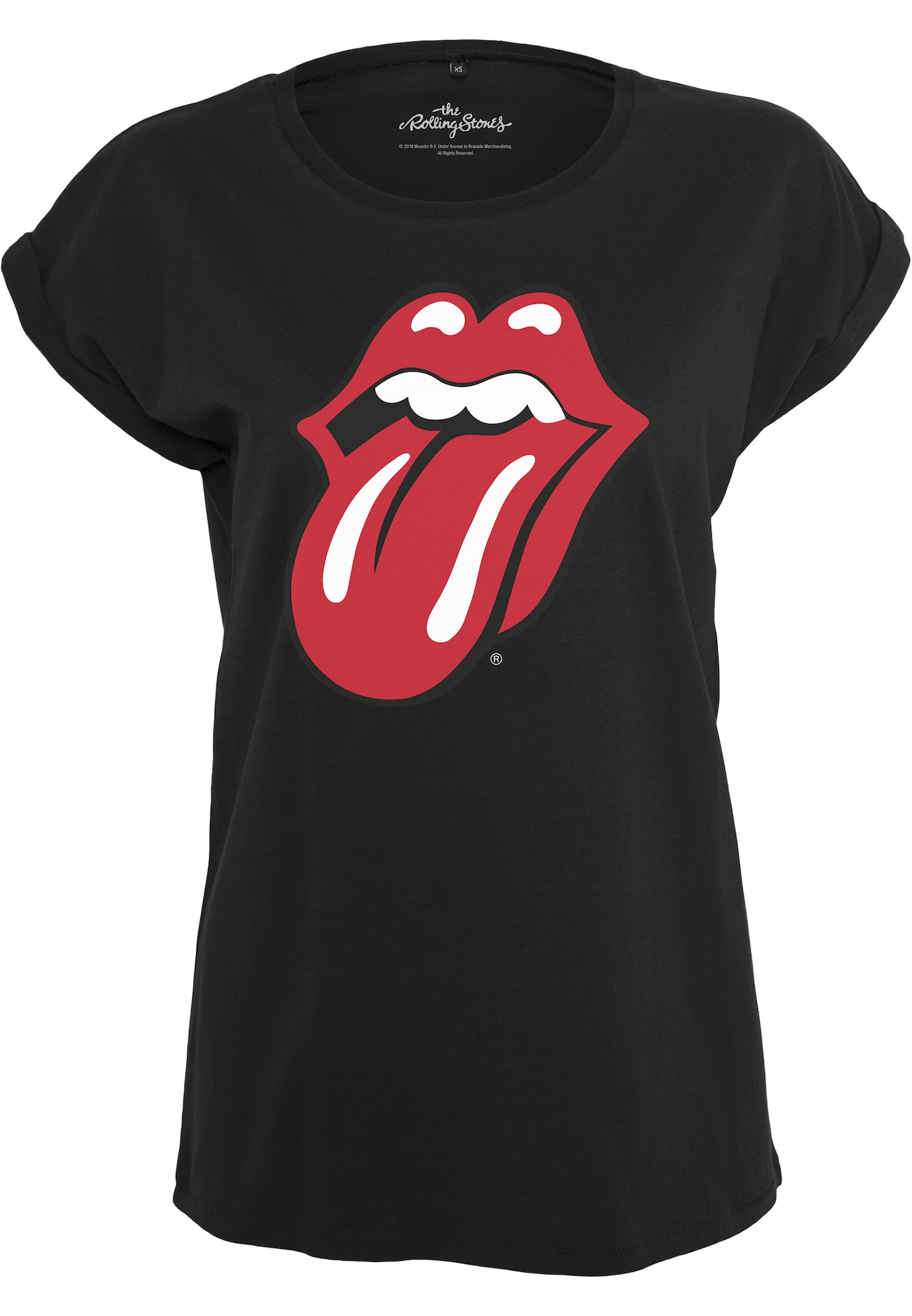 Merchcode Camisa 'Rolling Stones Tongue'  preto / vermelho / branco