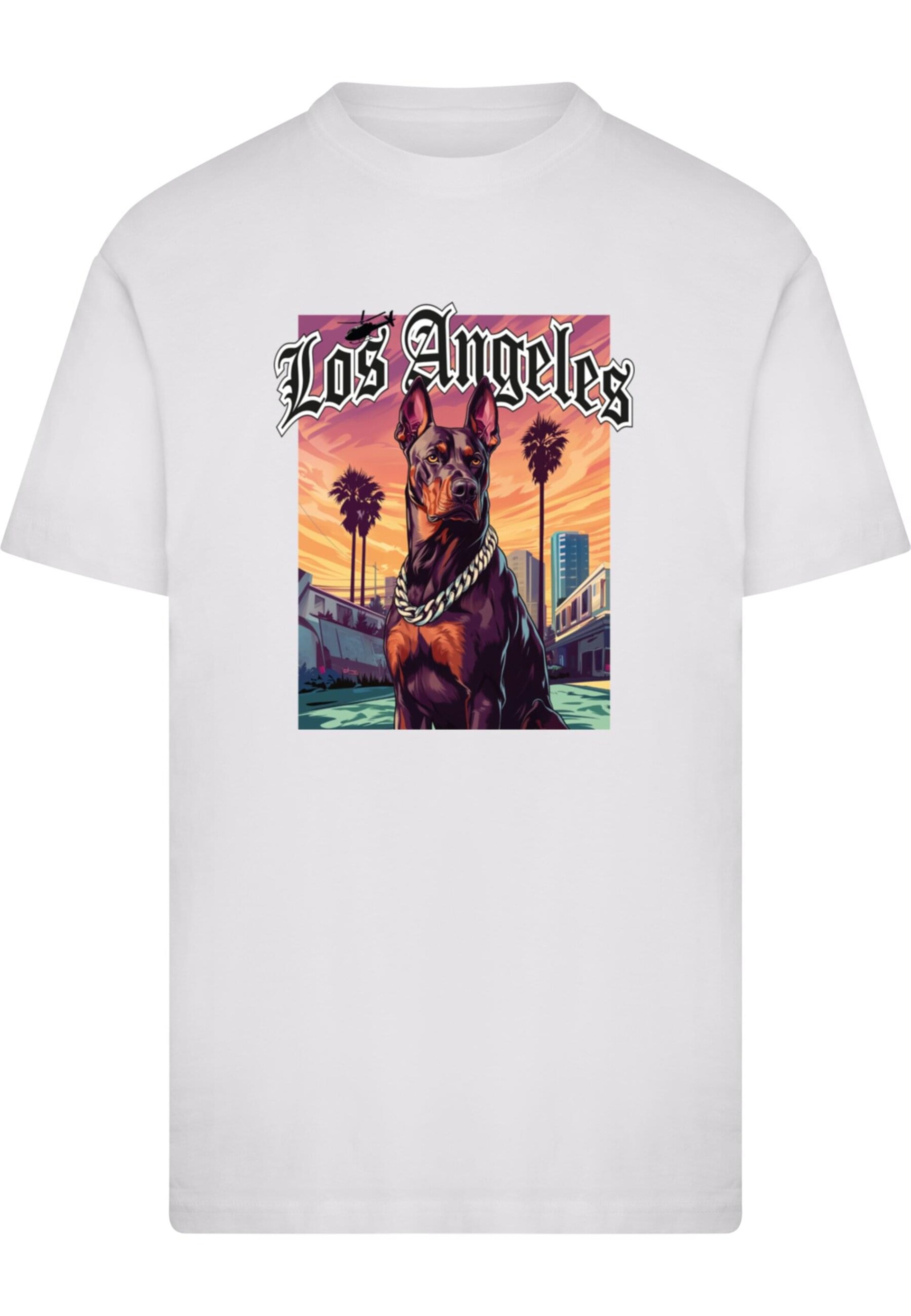 Mister Tee T-shirt 'Los Angeles Dog' orange / svart herr