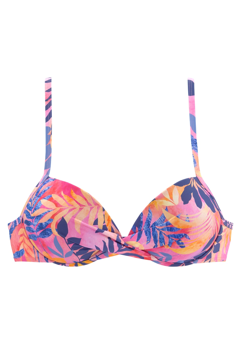Bikiniöverdel marinblå / lavendel / ljusorange
