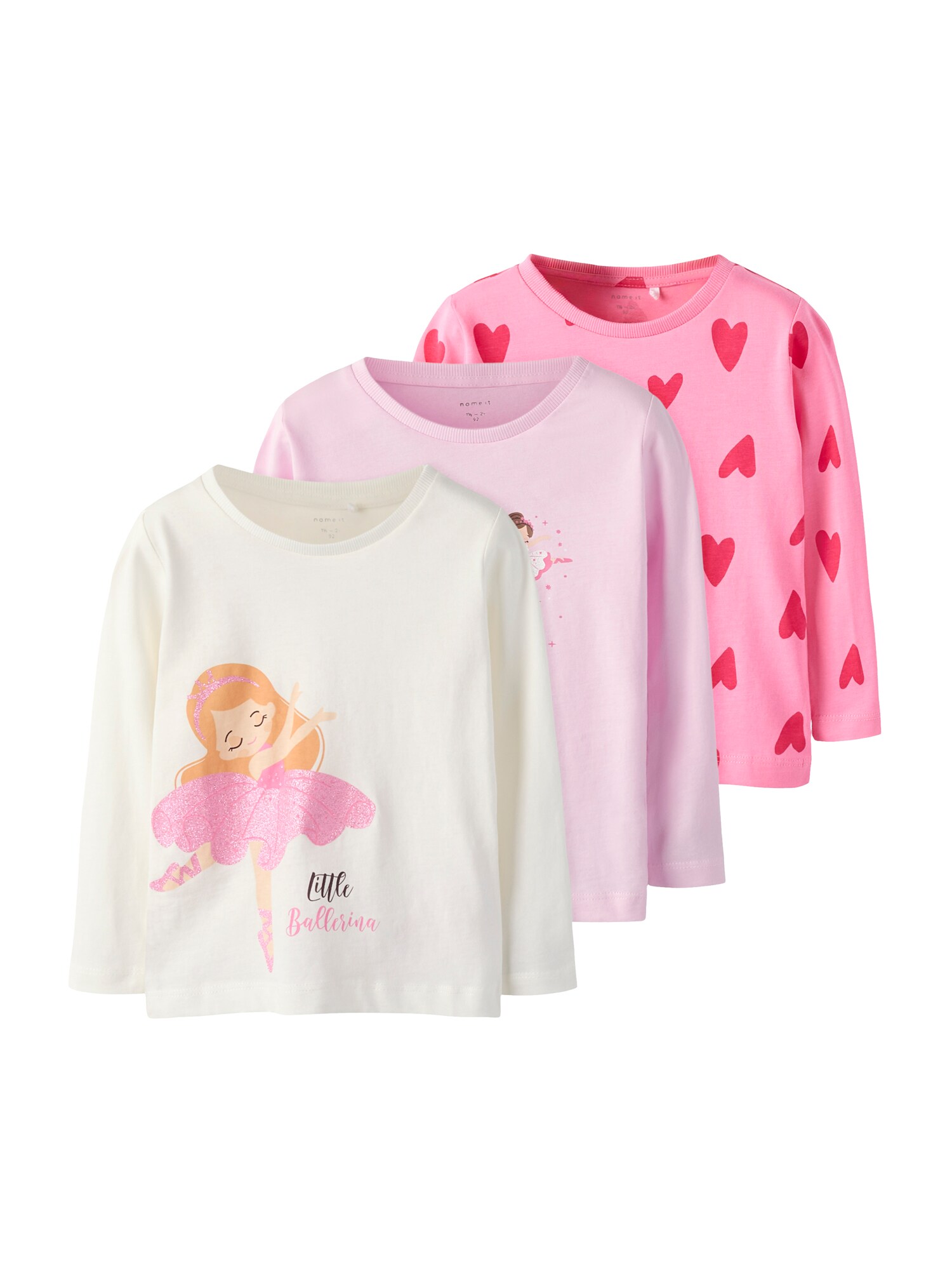 NAME IT Tricou NMFNIA  roz / roz pastel / roșu deschis / alb