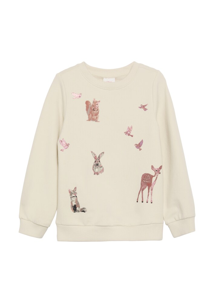 s.Oliver Sweatshirt Mädchen Größe 104 ecru / grau / pink / schwarz