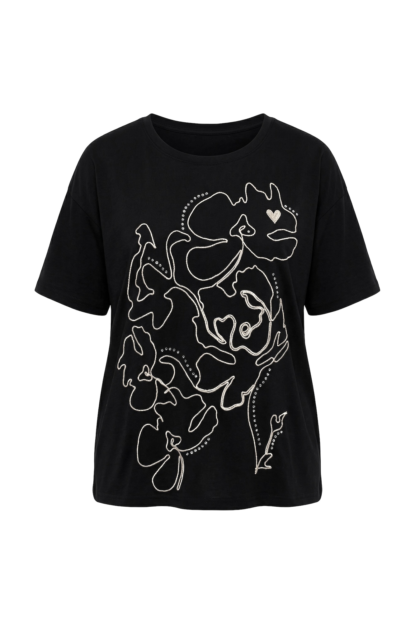 Ulla Popken Tricou negru / alb natural
