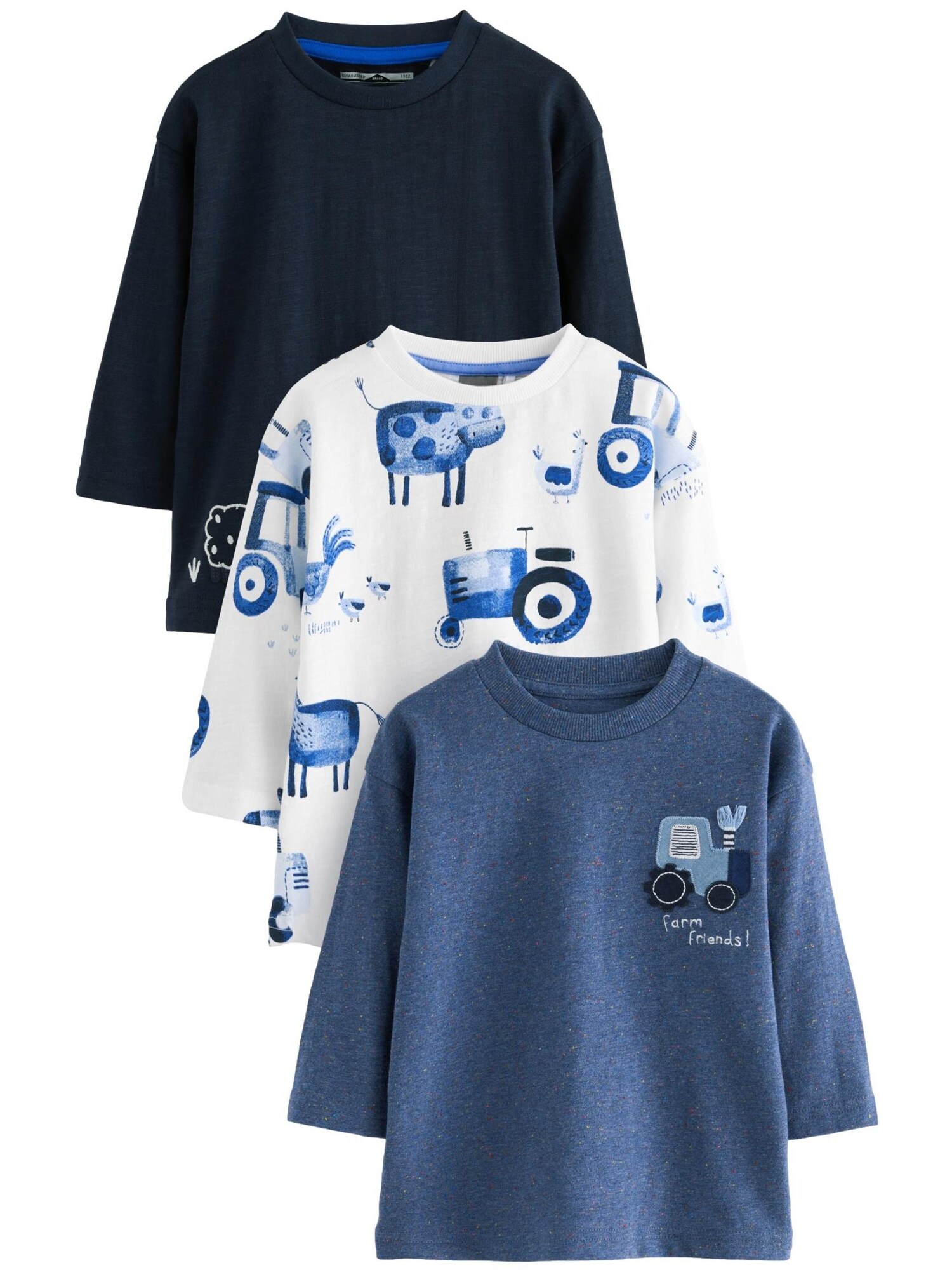 Next Tricou  albastru fumuriu / albastru închis / alb