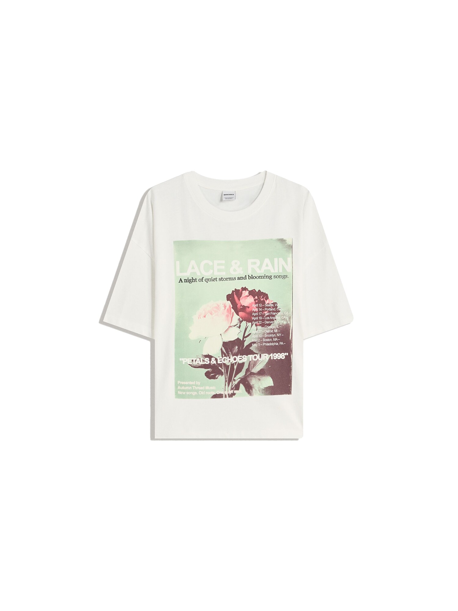 Bershka Póló  világoszöld / magenta / fekete / piszkosfehér akciós termékkép 1