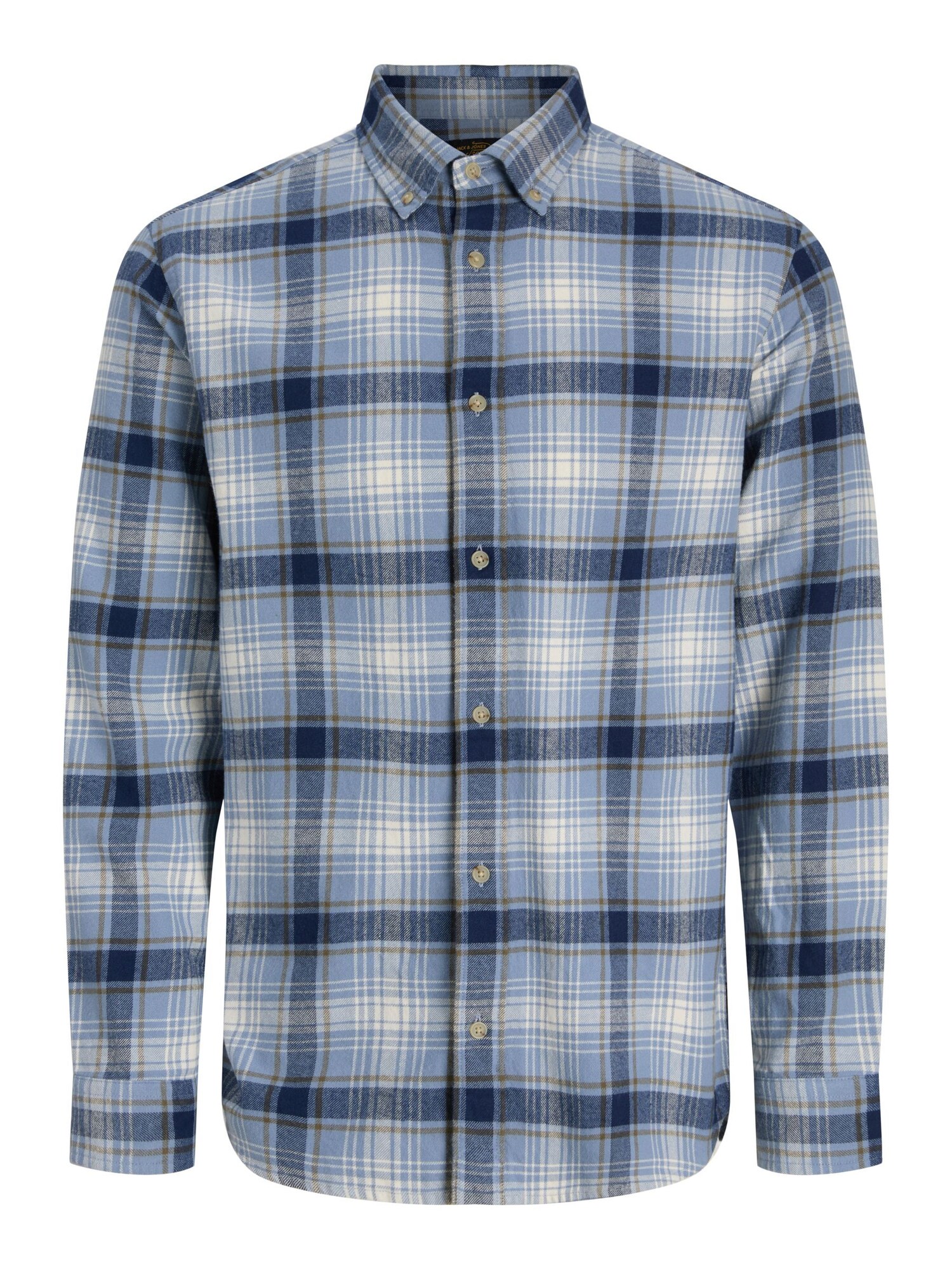 Jack & Jones Overhemd 'JPRBluharvey' Ecru / Navy / Lichtblauw / Bruin