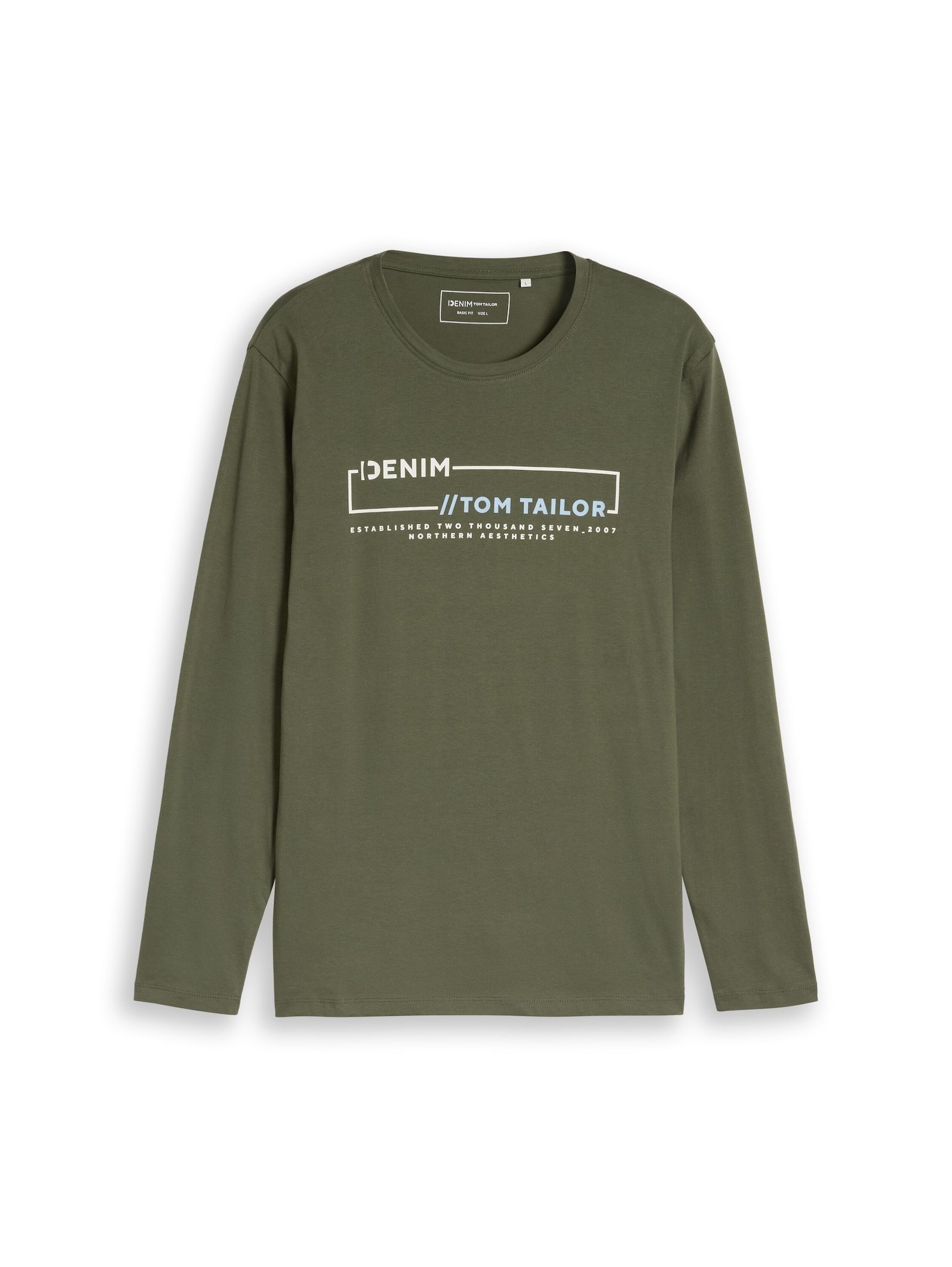 TOM TAILOR DENIM Tricou albastru deschis / verde / alb
